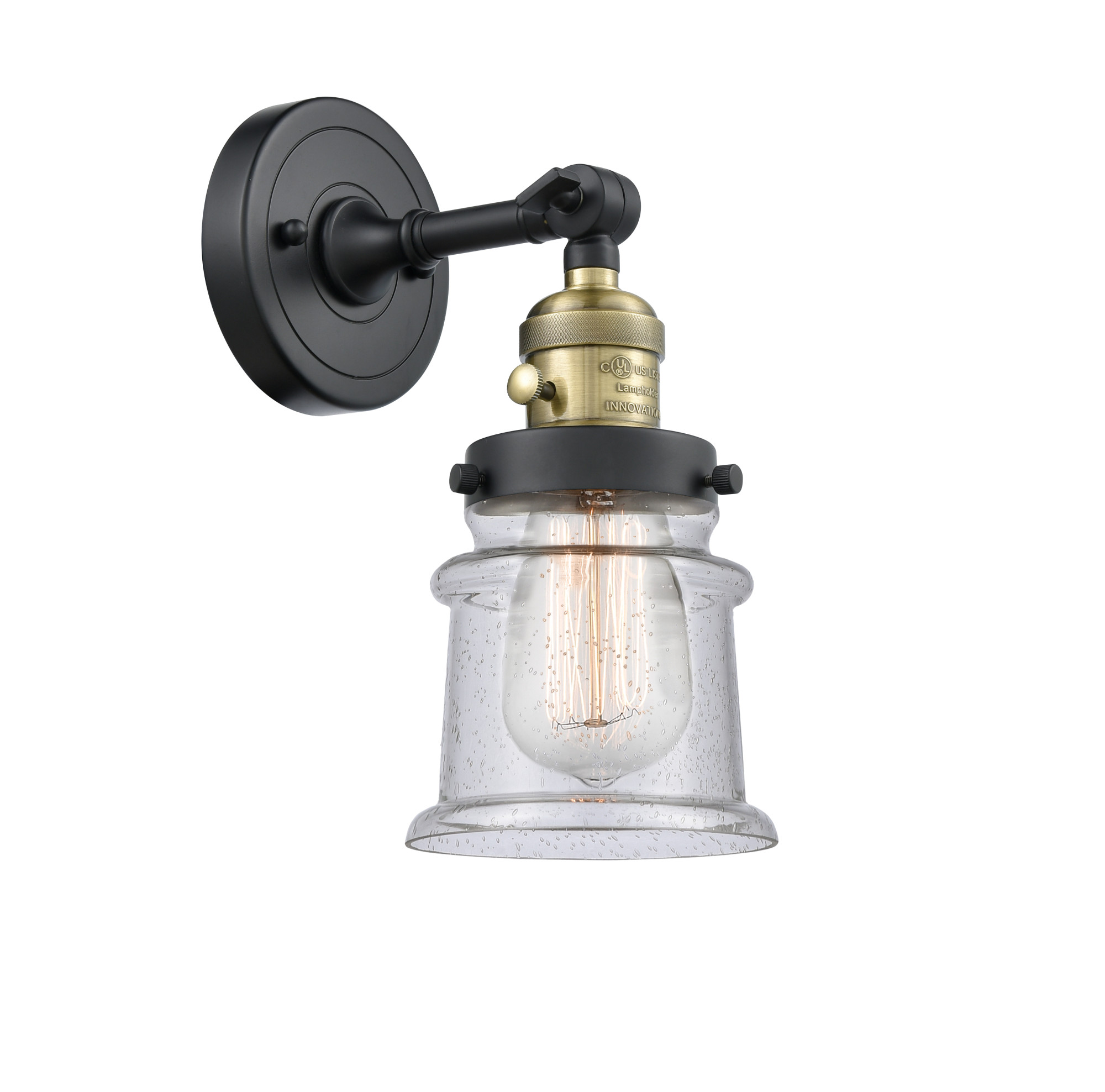 Photos - Chandelier / Lamp Canton Innovations Lighting 203SW Small  Small  Single Light 11" Tall Bathroom Sconce - 3 Way Switch on Socket Black An 