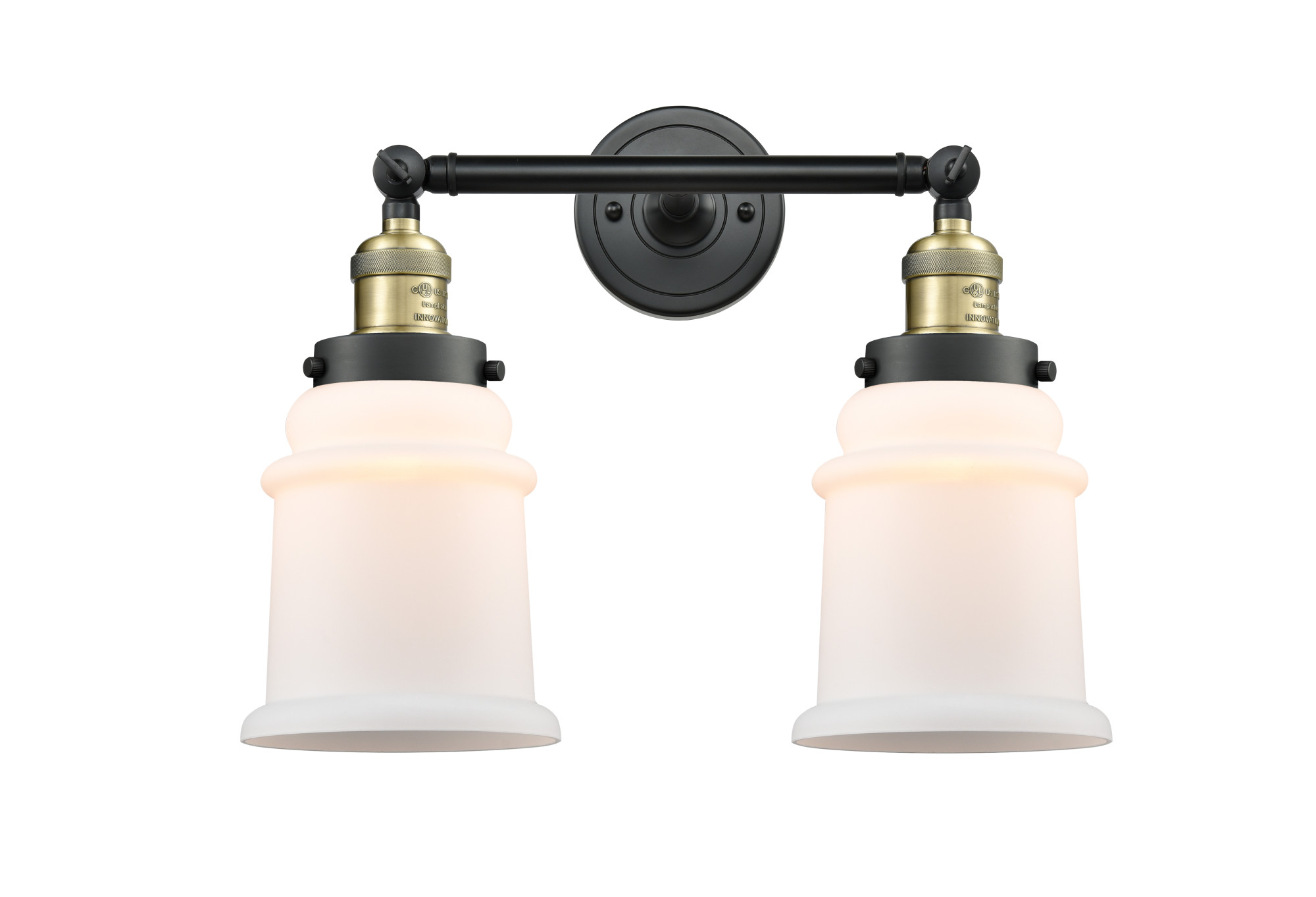 Photos - Chandelier / Lamp Canton Innovations Lighting 208   2 Light 17" Wide Bathroom Vanity Light Black Antique Brass / Matte White Indoor Light 