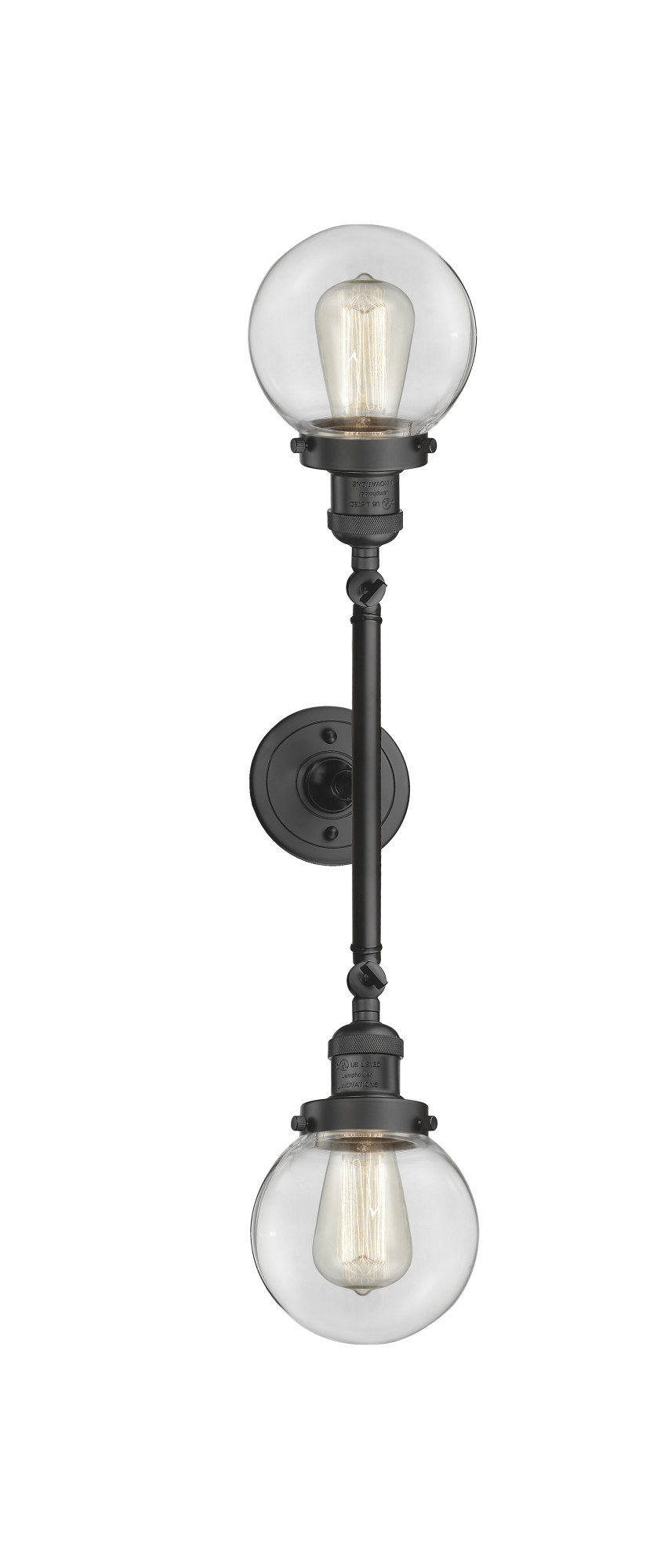 Innovations Lighting 208L-6 Beacon Beacon 2 Light 23" Wide Bathroom Vanity Light with Multiple Shade Options Oil Rubbed Bronze / Clear Indoor Lighting