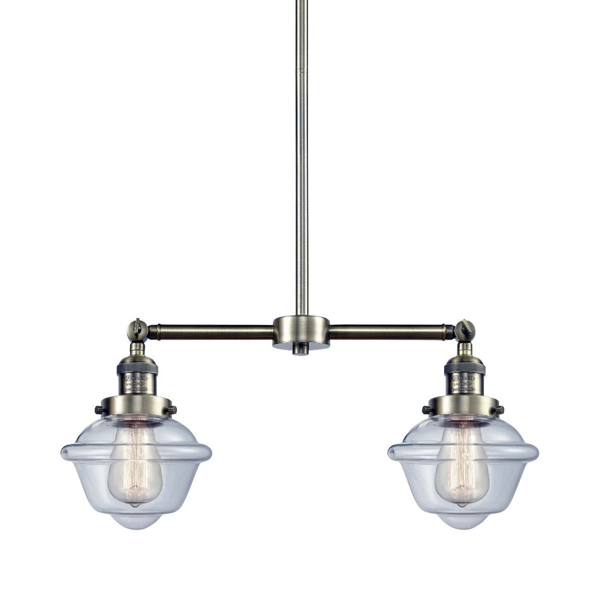Photos - Chandelier / Lamp Oxford Innovations Lighting 209 Small  Small  2 Light 24" Wide Linear Chandelier / Semi-Flush Ceiling Fixture Antique B 