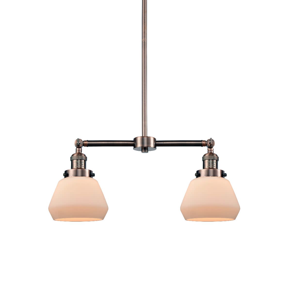 Photos - Chandelier / Lamp Fulton Innovations Lighting 209   2 Light 21" Wide Linear Chandelier Antique Copper / Matte White Cased Indoor Lighting 