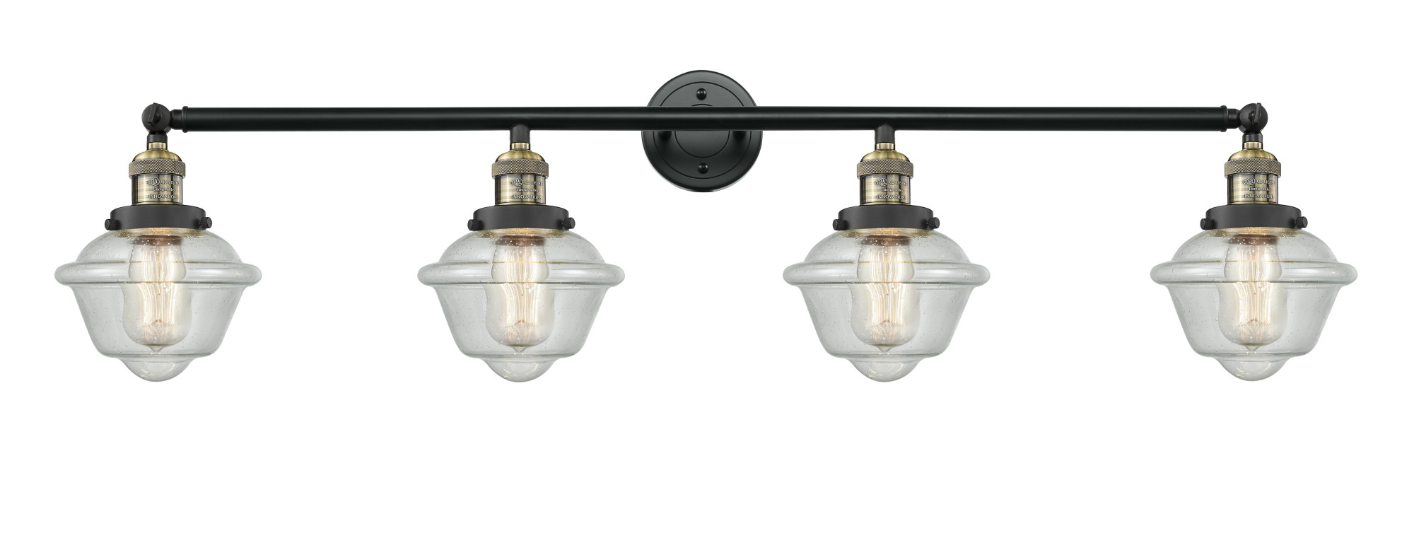 Photos - Chandelier / Lamp Oxford Innovations Lighting 215-S Small  Small  4 Light 46" Wide Bathroom Vanity Light Black Antique Brass / Seedy Indo 