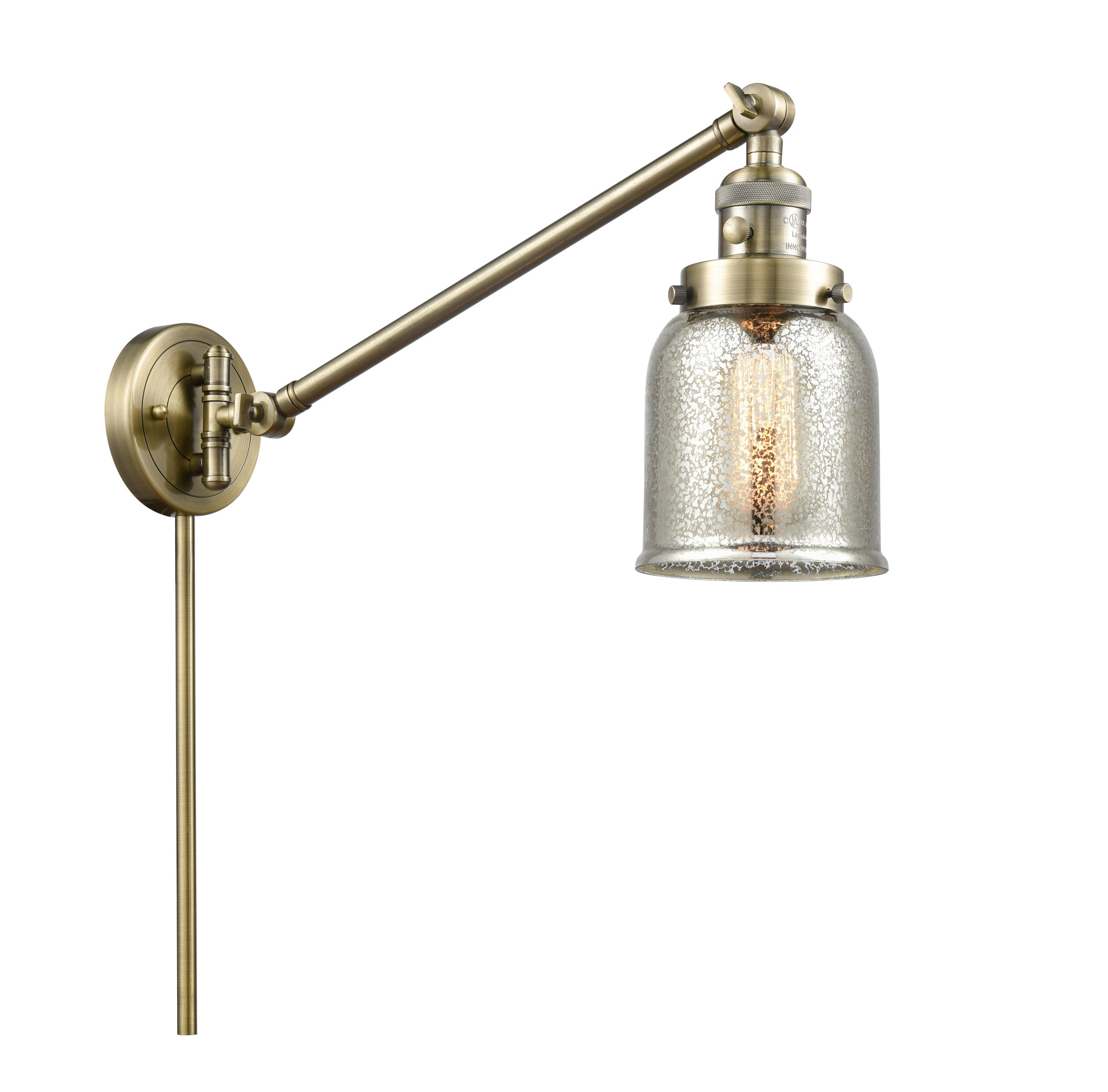 Photos - Chandelier / Lamp Mercury Innovations Lighting 237 Small Bell Small Bell Single Light 25" Tall Hardwired or Plug-In Wall Sconce / Pendant Antique Bras 
