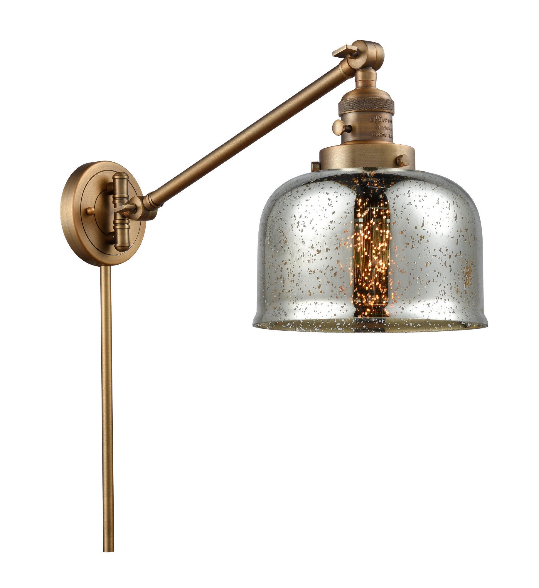 Photos - Chandelier / Lamp Mercury Innovations Lighting 237 Large Bell Large Bell 25" Tall Hardwired or Plug-In Wall Sconce / Converts to Pendant Brushed Brass 