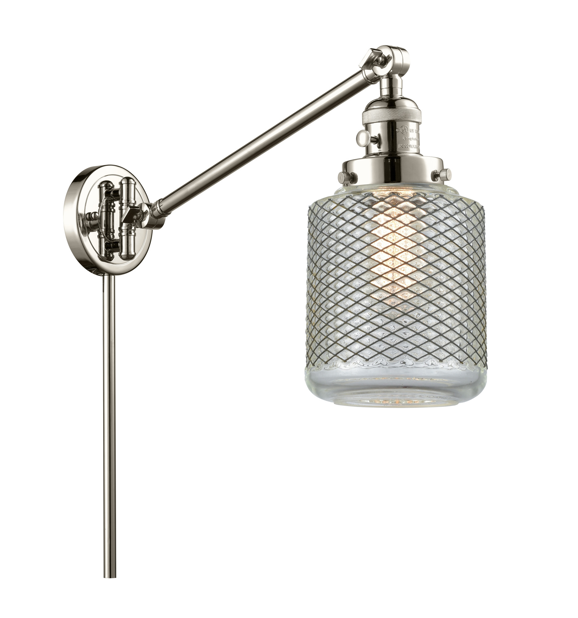 Photos - Chandelier / Lamp Stanton Innovations Lighting 237   Single Light 25" Tall Hardwired or Plug-In Wall Sconce / Pendant Polished Nickel / 
