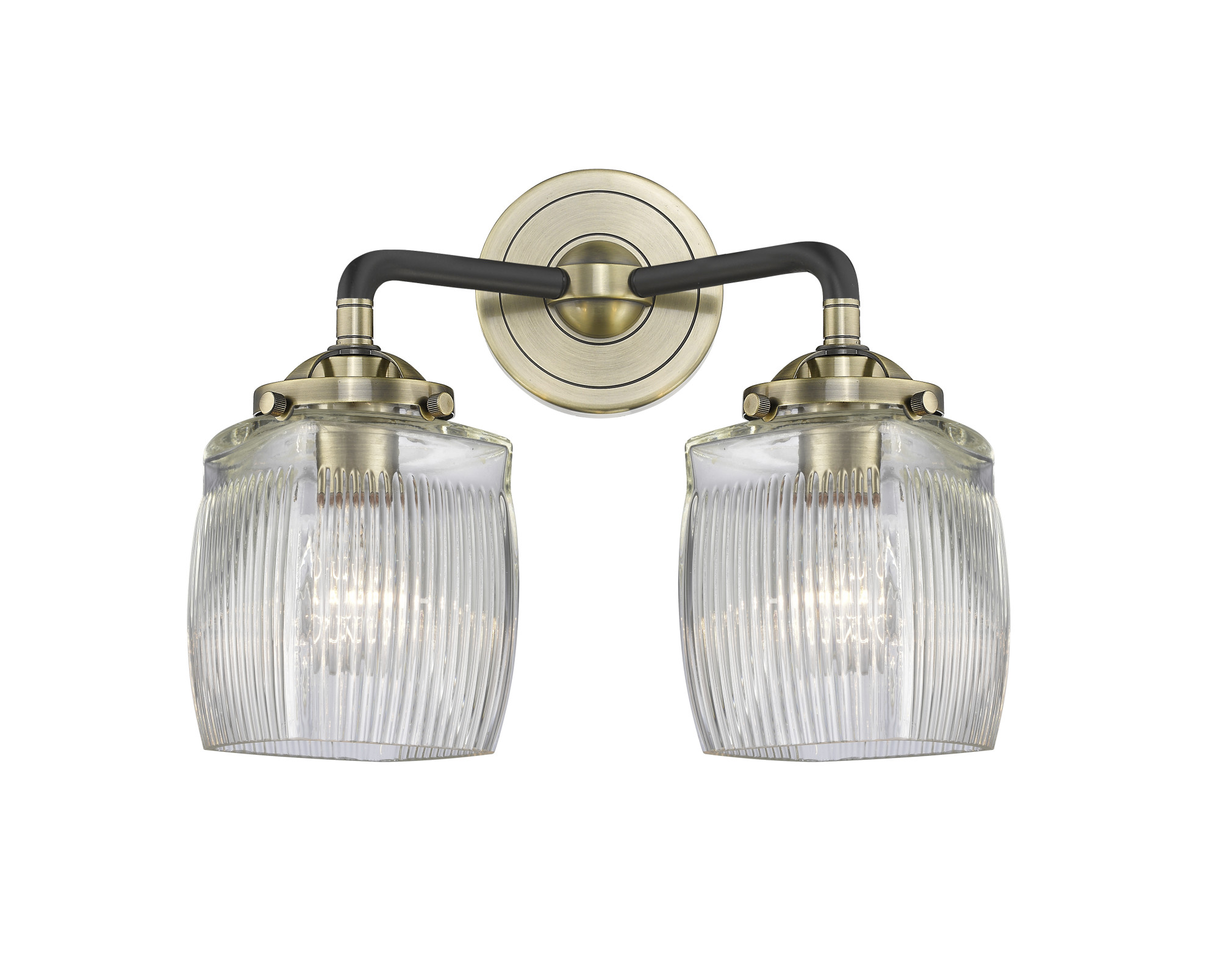 Photos - Chandelier / Lamp Colton Innovations Lighting 284-2W   2 Light 14" Wide Bathroom Vanity Light Black Antique Brass / Clear Indoor Lighting 