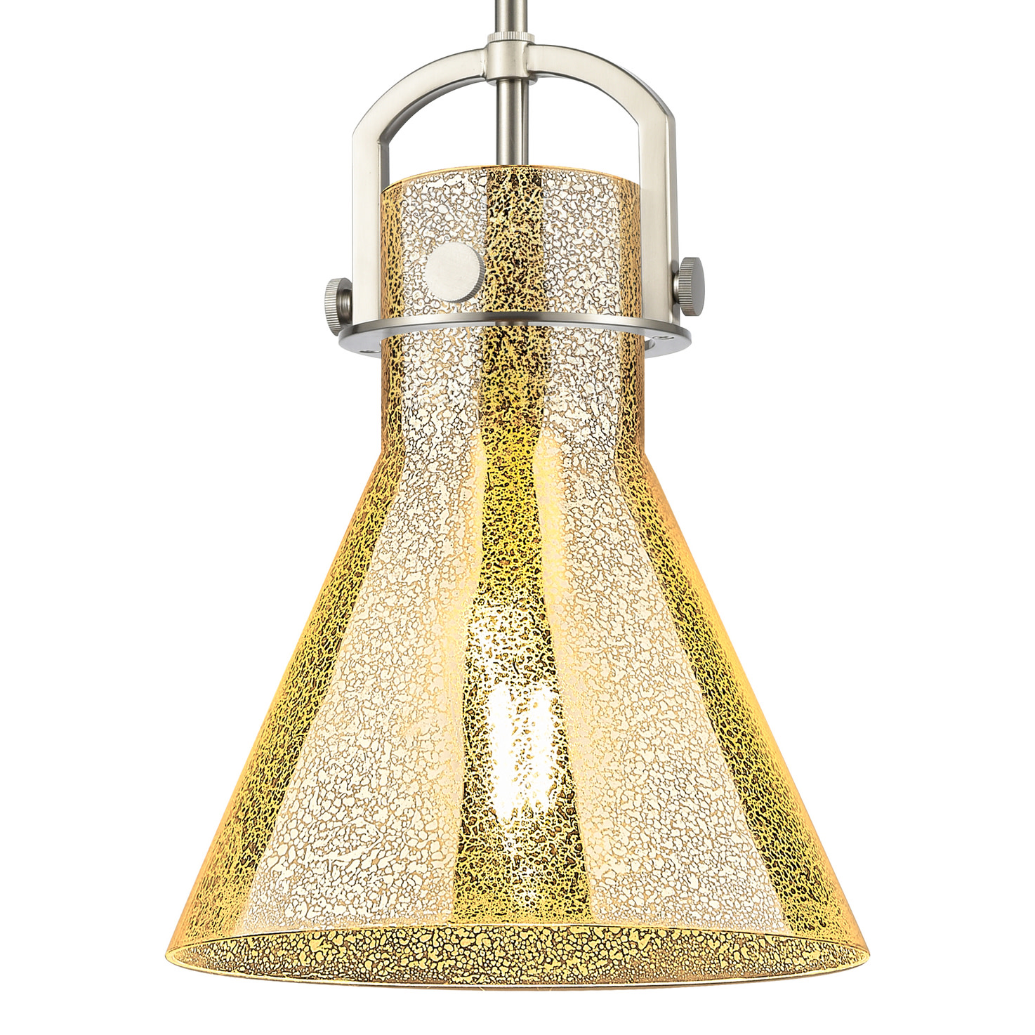 Photos - Chandelier / Lamp NEWTON Innovations Lighting 410-1SM-G411-10ME  Cone 10" Wide Arched-Frame Mini Pendant with Mercury Glass Shade Satin Nickel 