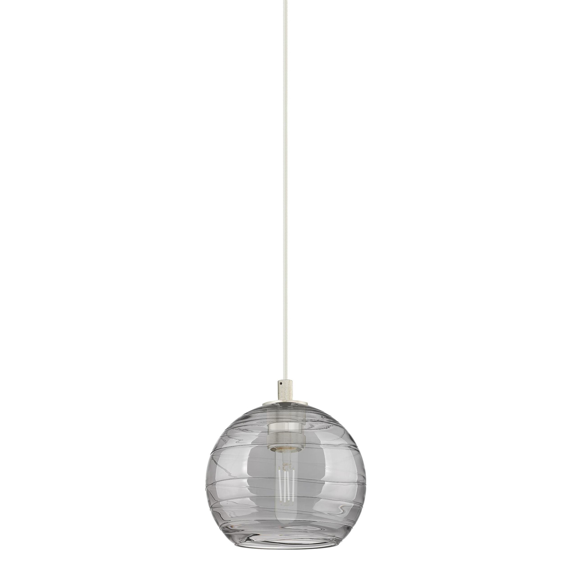 Innovations Lighting 434-1P-8-8 Crown Point Pendant Crown Point 8" Wide Mini Pendant Polished Nickel / Light Smoke Deco Swirl Indoor Lighting Pendants