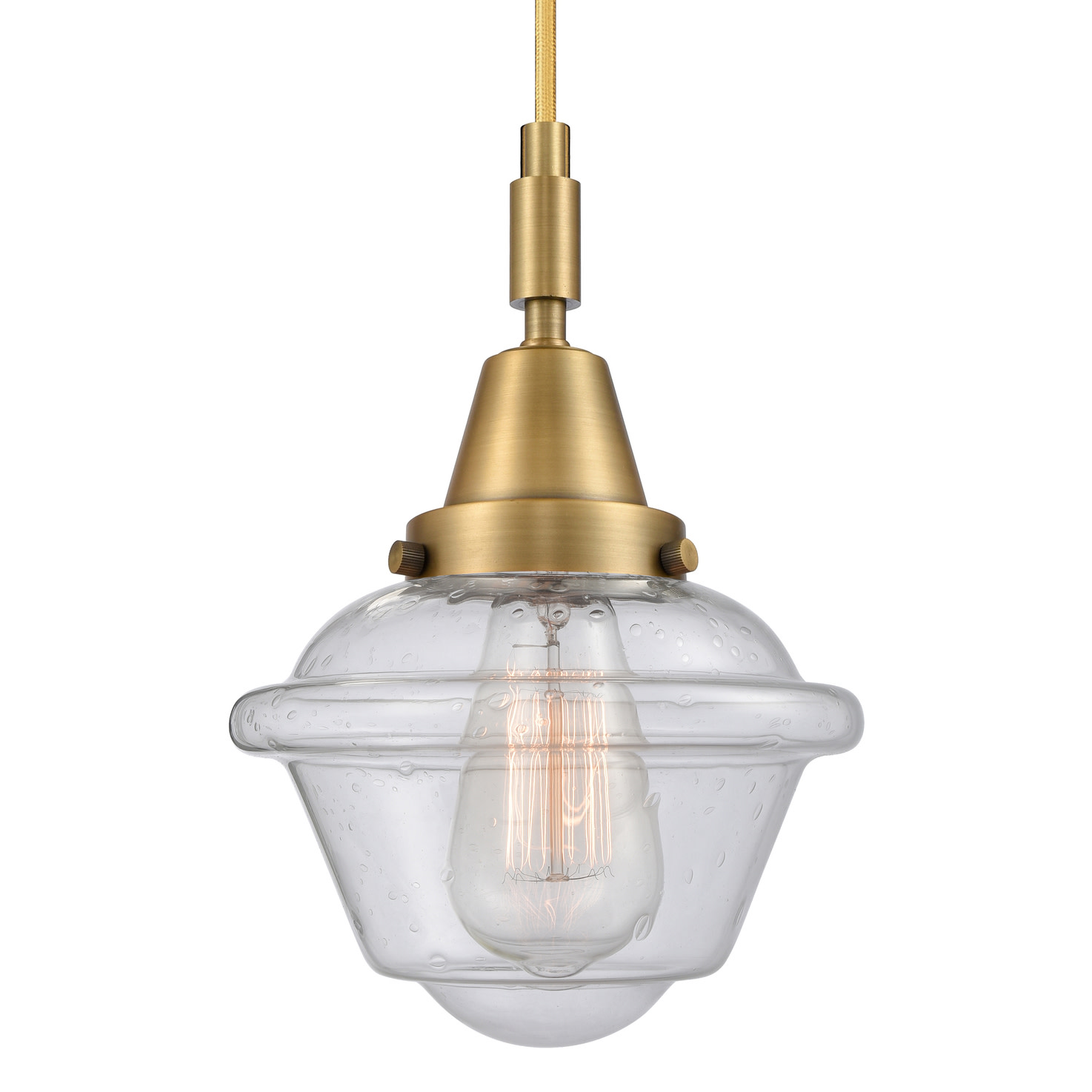Photos - Chandelier / Lamp Oxford Innovations Lighting 447-1P-G534  7" Wide Mini Pendant with Clear Seedy Glass Shade Brushed Brass Indoor Lighting Pend 