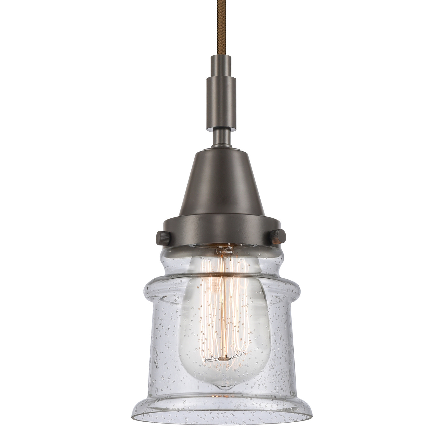 Photos - Chandelier / Lamp Canton Innovations Lighting 447-1P-G184S  5" Wide Mini Pendant with Clear Seedy Glass Shade Oil Rubbed Bronze Indoor Lighting 