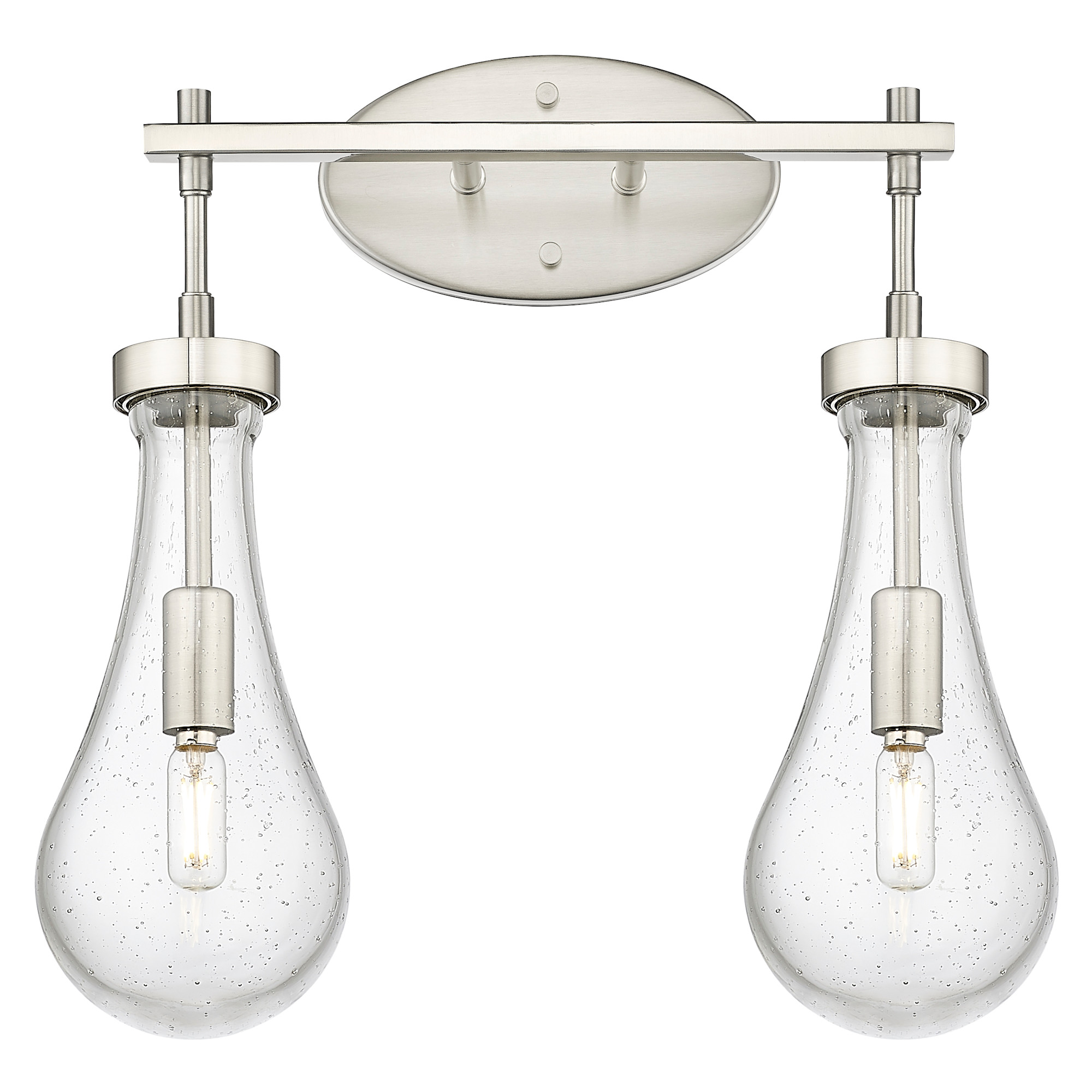Photos - Chandelier / Lamp Wide Innovations Lighting 451-2W-G451-5SDY Owego 2 Light 17"  Vanity Light with Clear Seedy Glass Shades Satin Nickel Indoor 