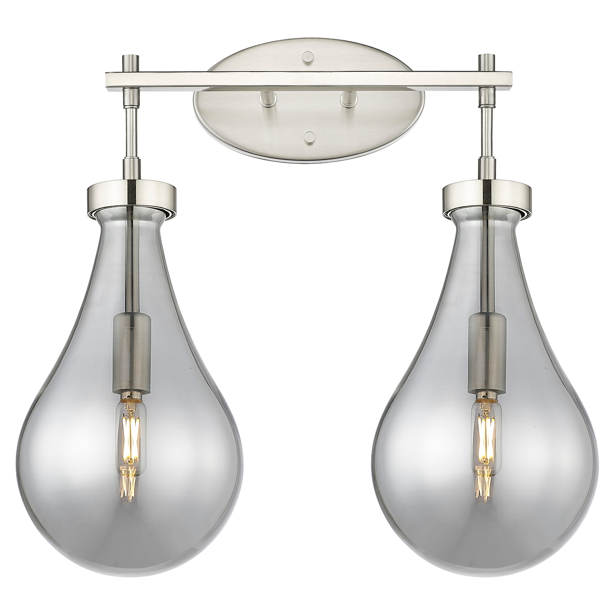 Photos - Chandelier / Lamp Wide Innovations Lighting 451-2W-G451-7SM Owego 2 Light 18"  Vanity Light with Light Smoke Glass Shades Satin Nickel Indoor L 