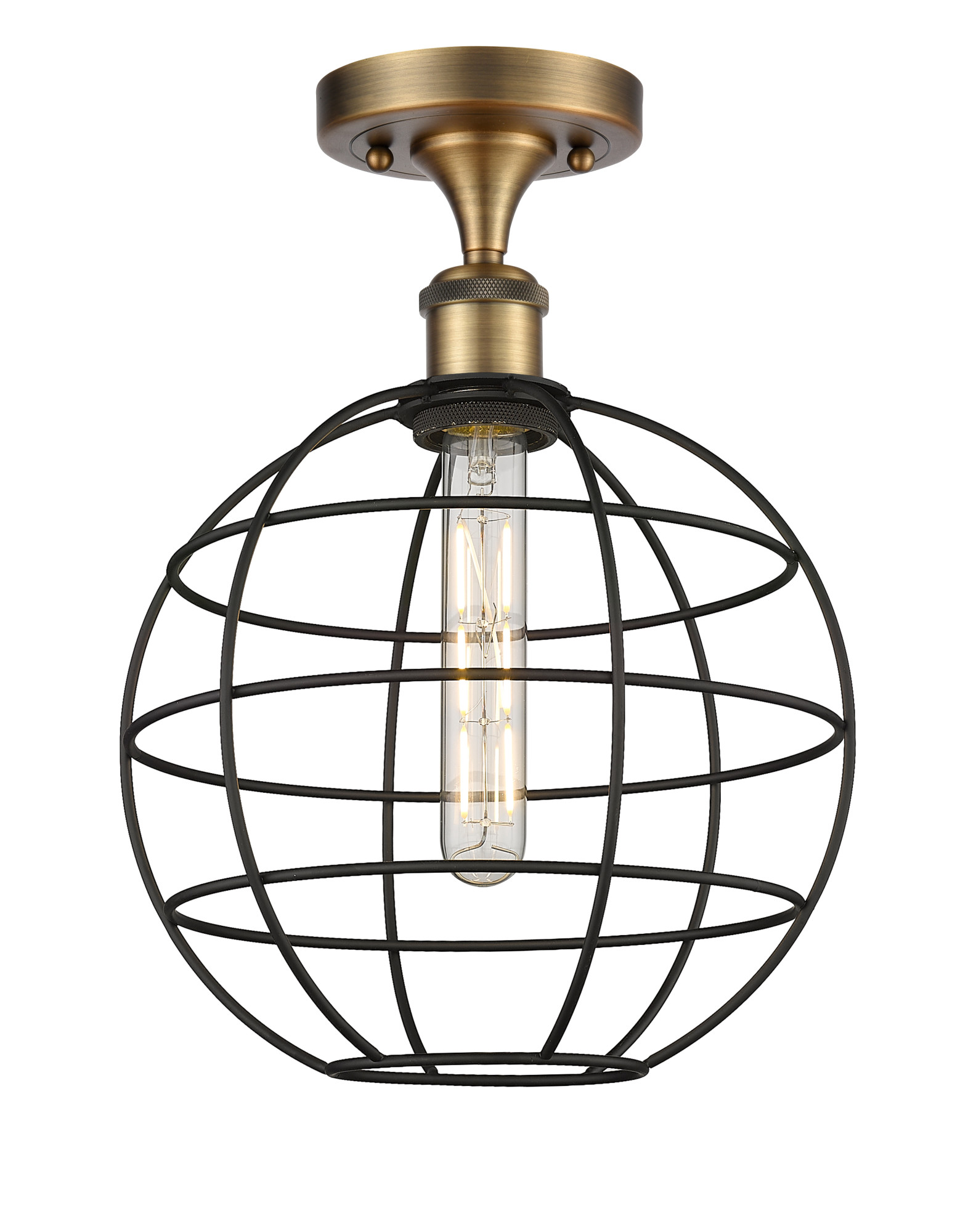 Photos - Chandelier / Lamp Lake Placid Innovations Lighting 516-1C-15-10 Semi-Flush 10" Wide Semi-Flush Globe Ceiling Fixture Brushed Brass