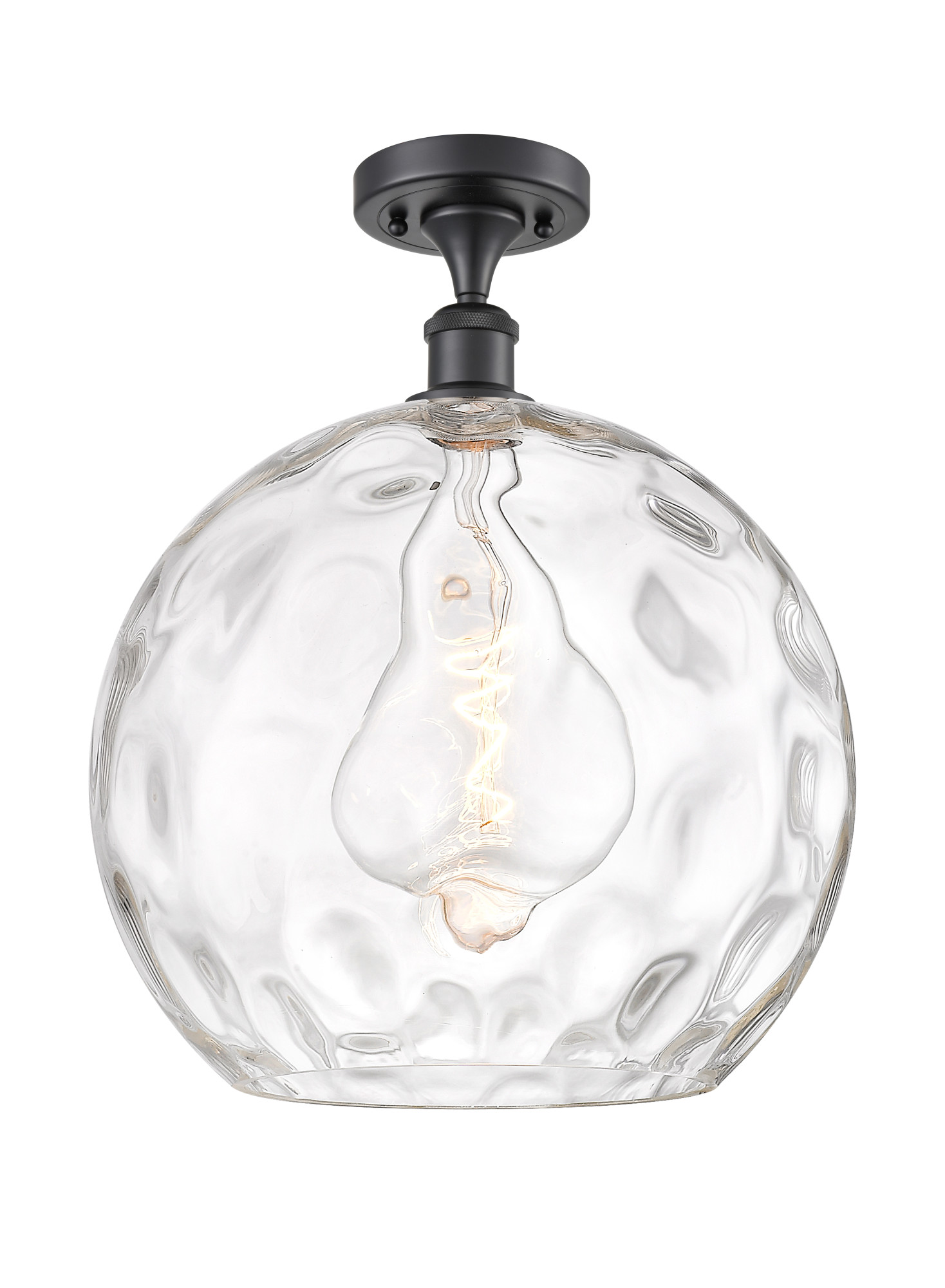 Photos - Chandelier / Lamp Swirl Innovations Lighting 516-1C-17-14 Athens Semi-Flush Athens Deco  14" Wide Semi-Flush Ceiling Fixture Matte Black / Clea 