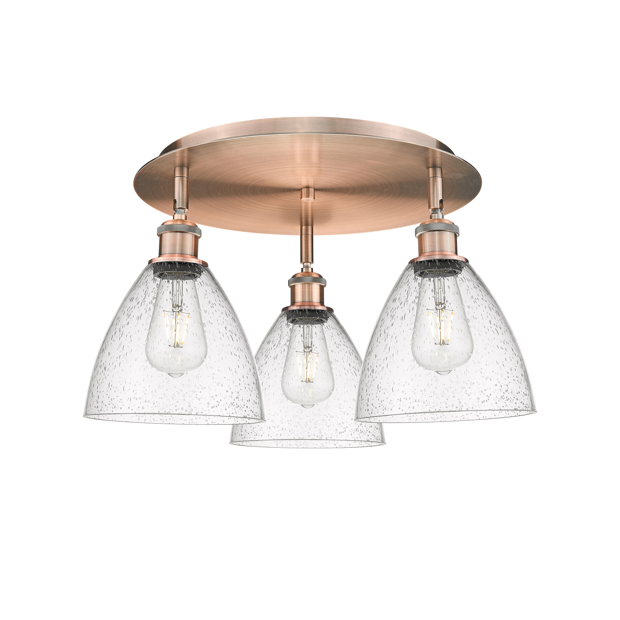 Photos - Chandelier / Lamp Bristol Innovations Lighting 516-3C-10-20  Glass Flush  Glass 3 Light 20" Wide Flush Mount Ceiling Fixture Antique Cop 