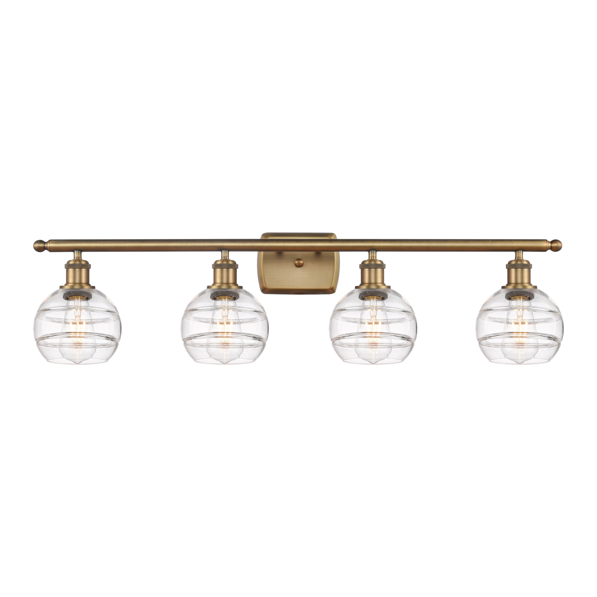 Photos - Chandelier / Lamp Innovations Lighting 516-4W-9-36 Rochester Vanity Rochester 4 Light 36" Wide Vanity Light Brushed Brass / Clear Indoor Light