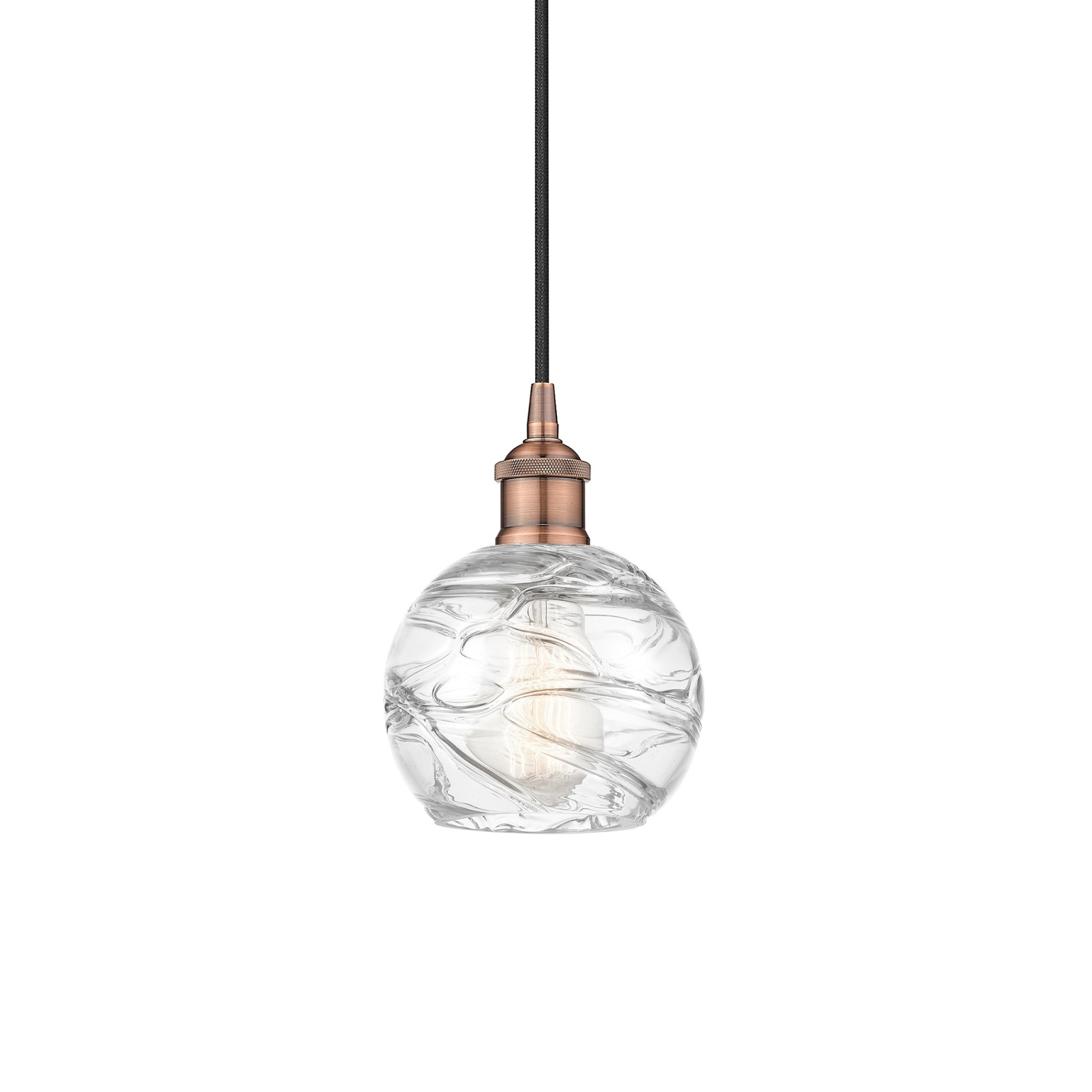 Photos - Chandelier / Lamp Wide Innovations Lighting 616-1P-9-6 Athens Pendant Athens 6"  Mini Pendant Antique Copper / Clear Deco Swirl Indoor Lighting 