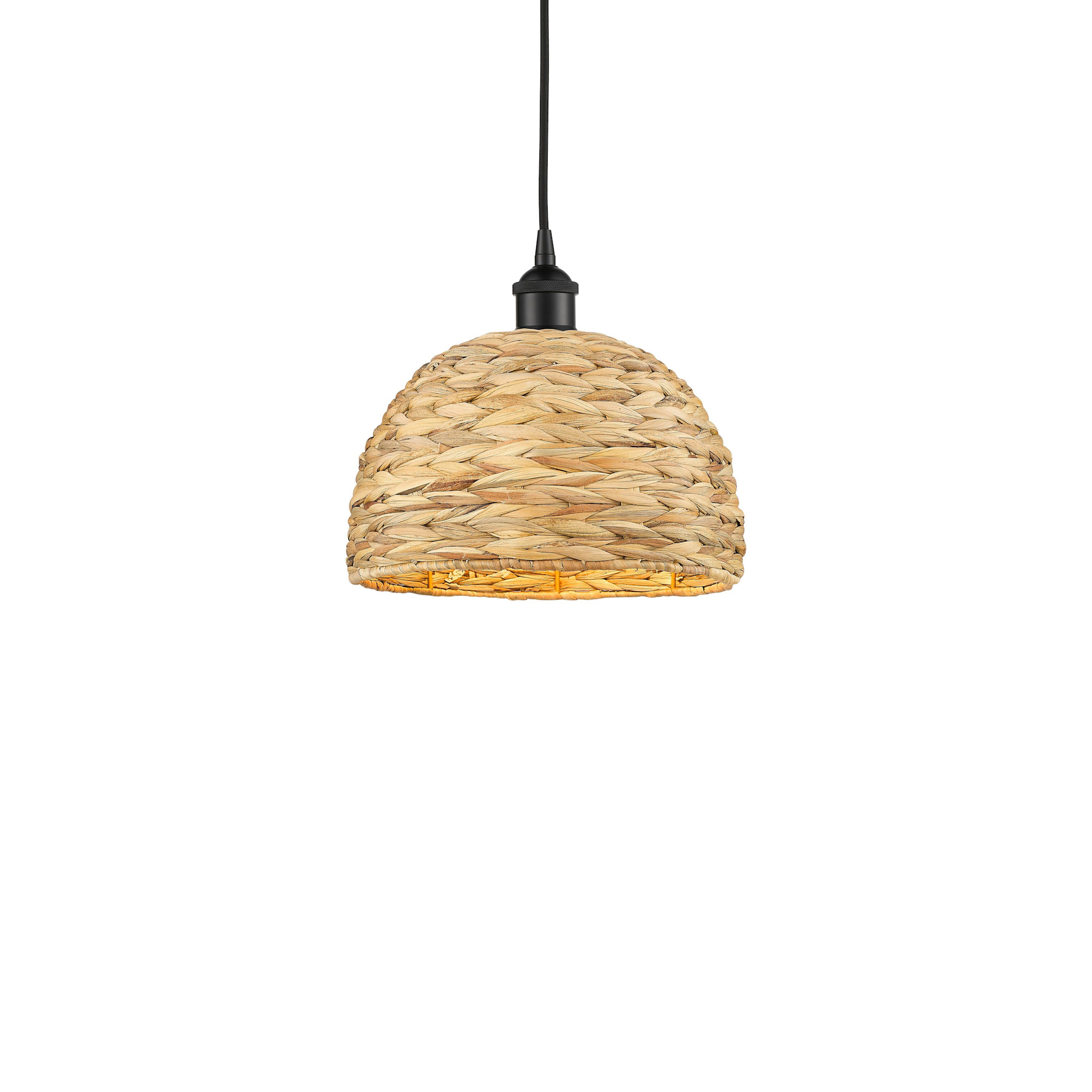 Photos - Chandelier / Lamp Woven Innovations Lighting 616-1P-11-12  Rattan Pendant  Rattan 12" Wide Pendant Matte Black / Natural Indoor Lighting P 