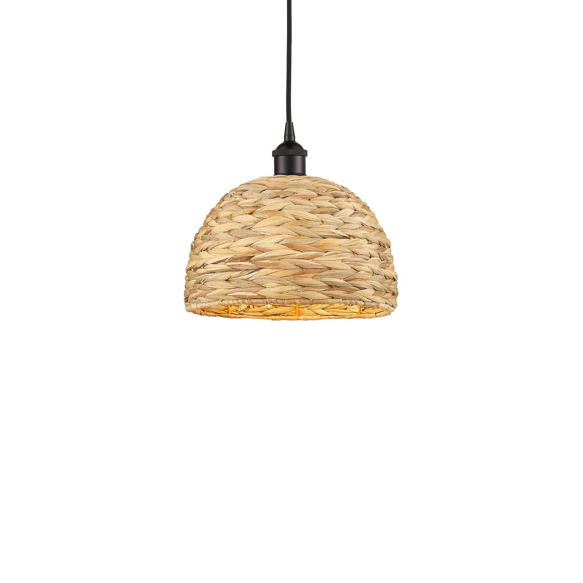 Photos - Chandelier / Lamp Woven Innovations Lighting 616-1P-11-12  Rattan Pendant  Rattan 12" Wide Pendant Oil Rubbed Bronze / Natural Indoor Ligh 