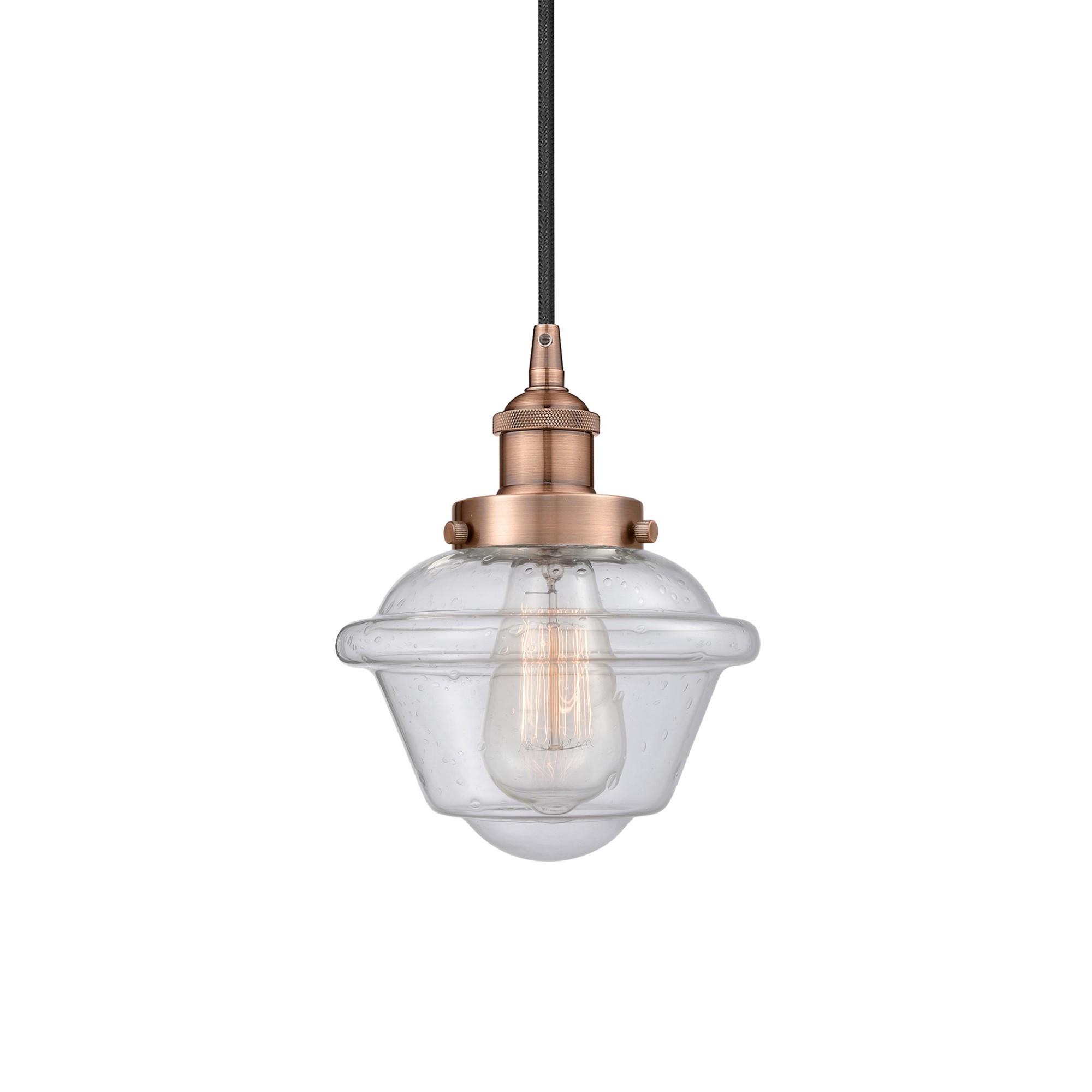 Photos - Chandelier / Lamp Oxford Innovations Lighting 616-1PH-10-8  Pendant  8" Wide Mini Pendant Antique Copper / Seedy Indoor Lighting Pendants 