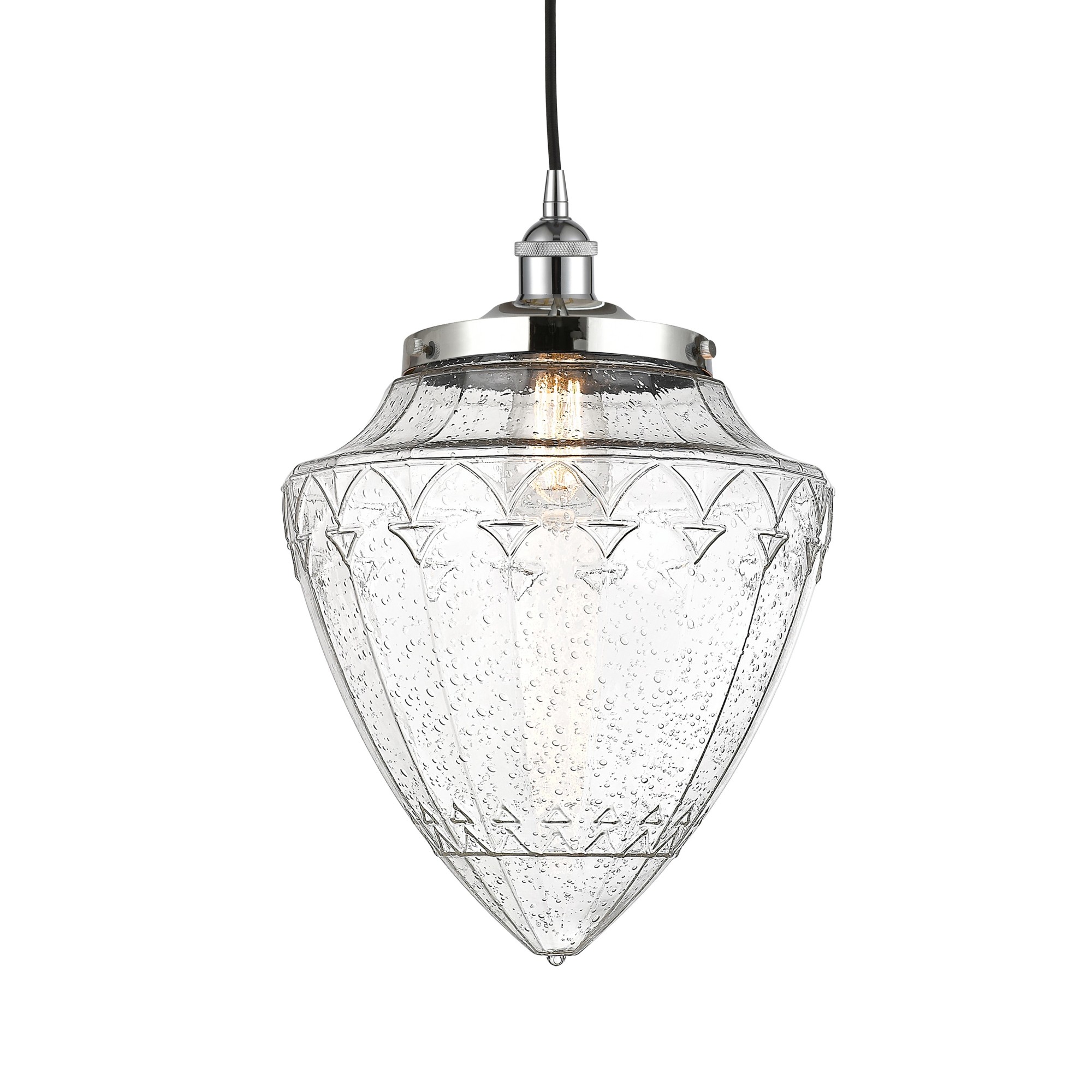 Photos - Chandelier / Lamp Bullet Innovations Lighting 616-1PH-17-12  Pendant  12" Wide Pendant Polished Chrome / Seedy Indoor Lighting Pendants 6 