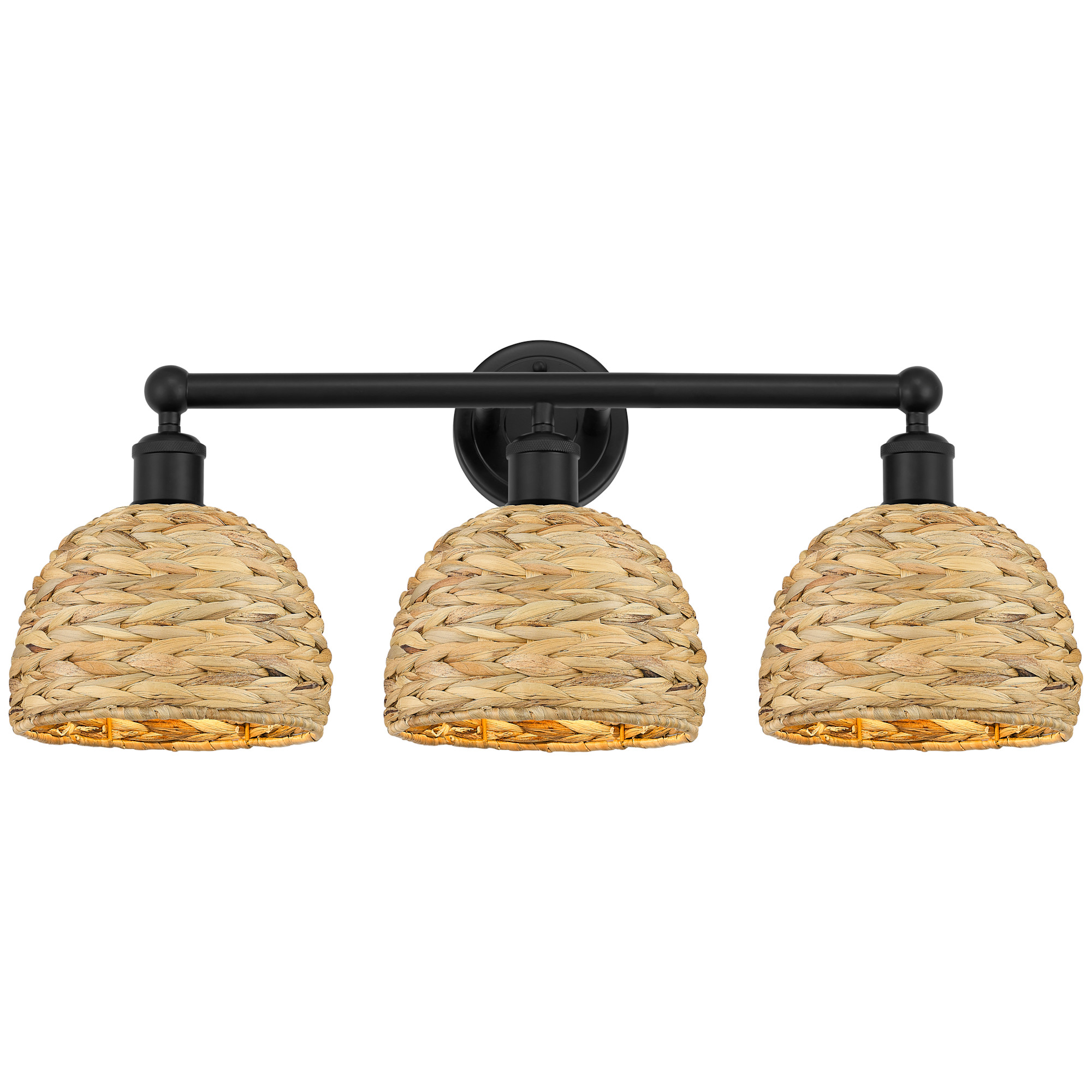 Photos - Chandelier / Lamp Woven Innovations Lighting 616-3W-11-26  Rattan Vanity  Rattan 3 Light 26" Wide Vanity Light Matte Black / Natural Indoo 