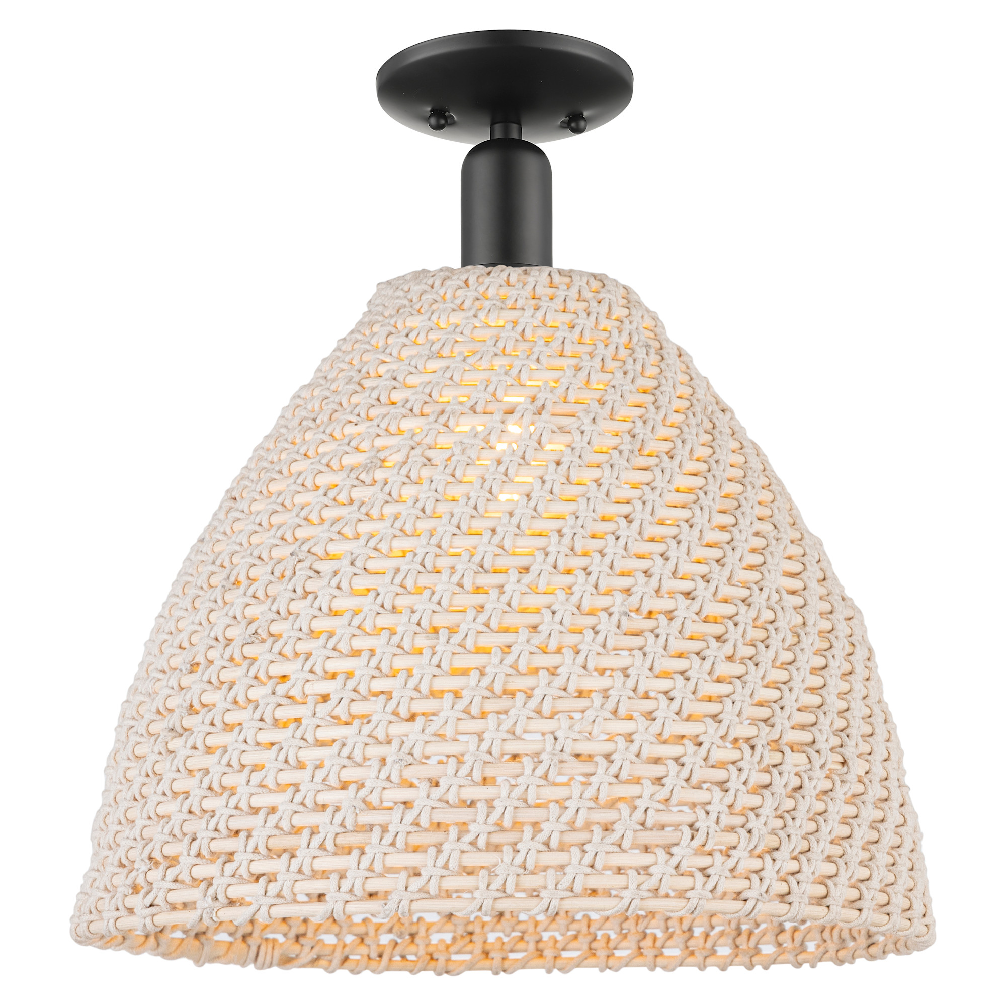 Photos - Chandelier / Lamp Dome Innovations Lighting 716-1C-NBD-16-NAT Natural Ballston  16" Wide Semi-Flush Ceiling Fixture with Natural Rope Shade Mat 