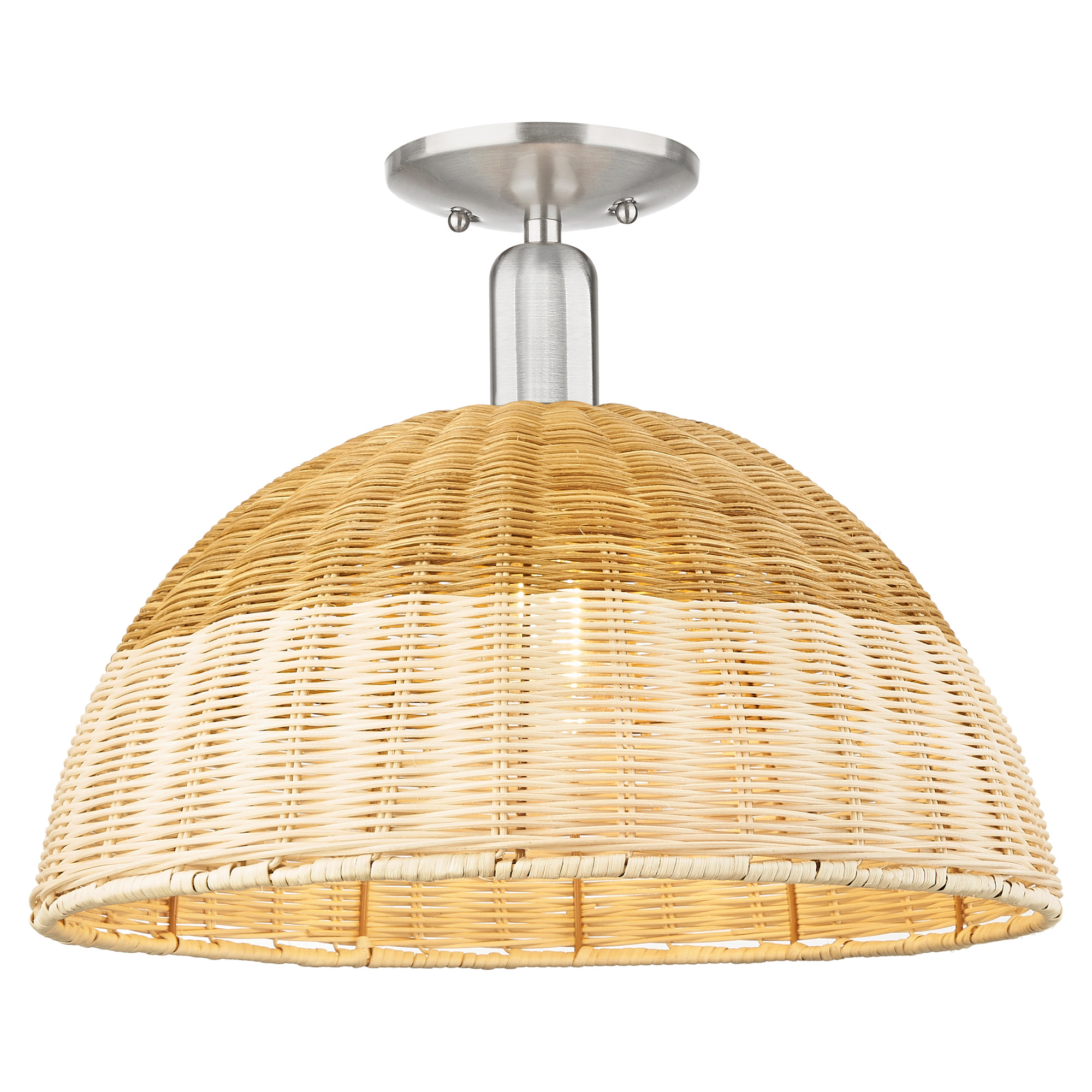 Photos - Chandelier / Lamp Dome Innovations Lighting 716-1C-NBD2-16-NAT Natural Ballston  16" Wide Semi-Flush Ceiling Fixture with Natural Woven Shade B 