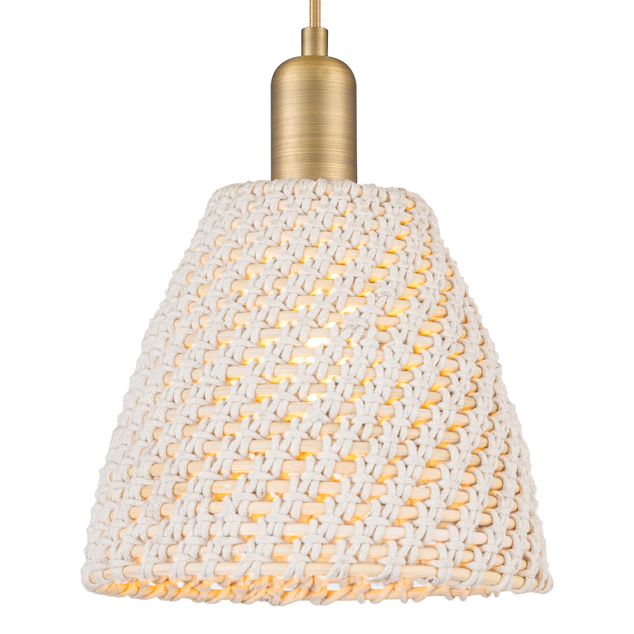 Photos - Chandelier / Lamp Dome Innovations Lighting 716-1P-NBD-9-NAT Natural Ballston  9" Wide Cord Hung Mini Pendant with Natural Rope Shade Brushed B 