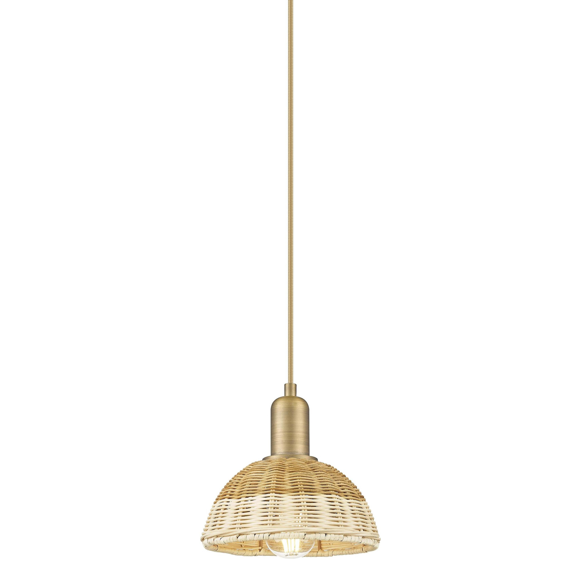Photos - Chandelier / Lamp Dome Innovations Lighting 716-1P-10-8 Natural Ballston  Pendant Natural Ballston  8" Wide Mini Pendant Brushed Brass / Na 