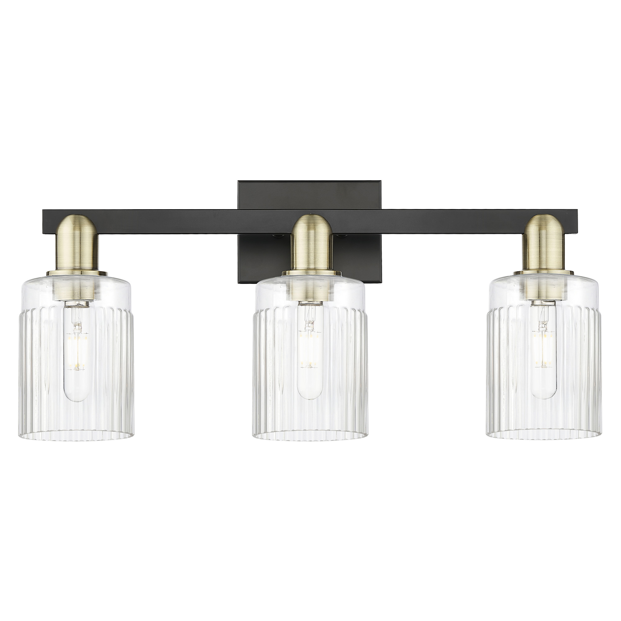 Photos - Chandelier / Lamp Hadley Innovations Lighting 716-3W-11-24  Vanity  3 Light 24" Wide Vanity Light Black Antique Brass / Clear Indoor Ligh 