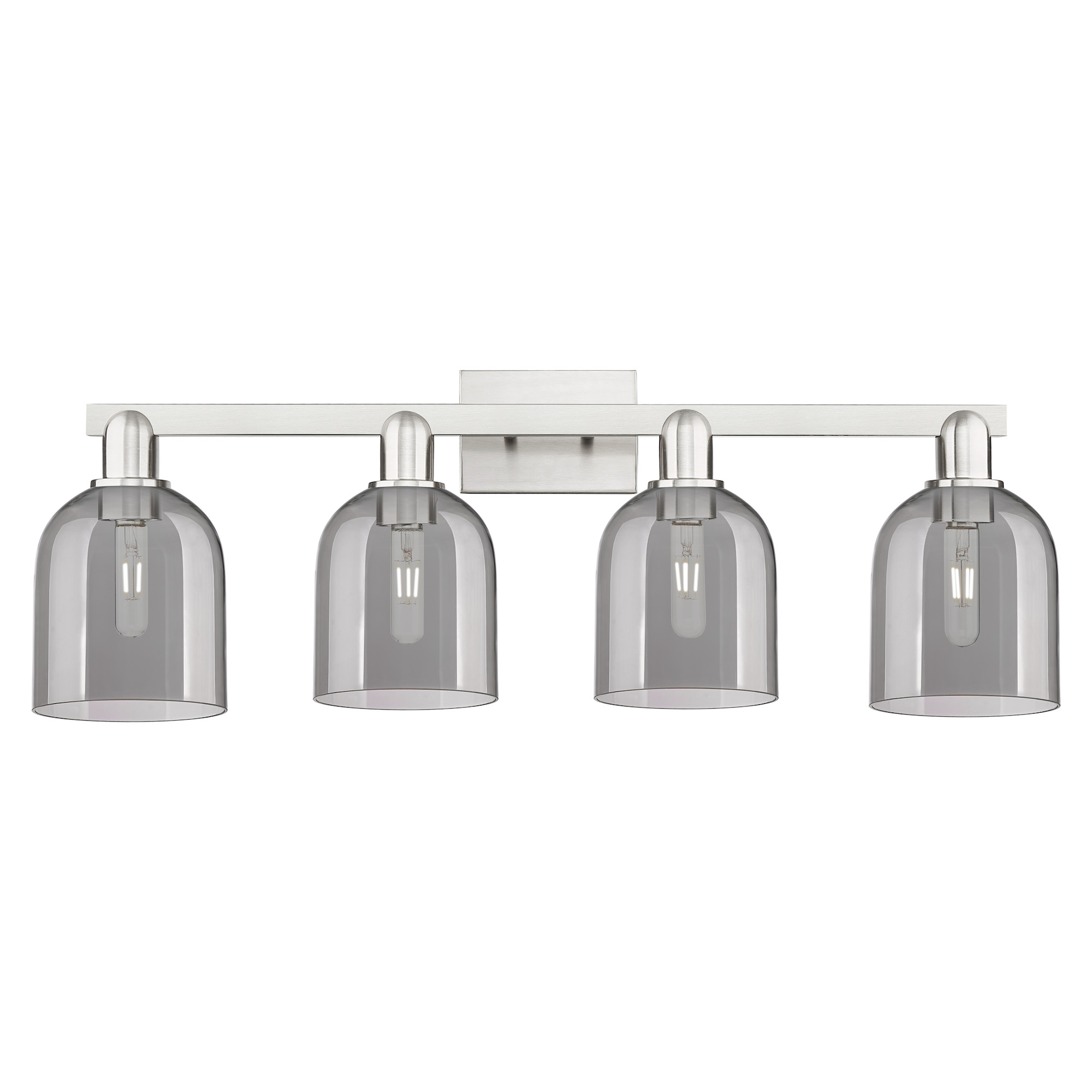 Photos - Chandelier / Lamp Bella Baby Happy Innovations Lighting 716-4W-12-33 Bella Vanity Bella 4 Light 33" Wide Vanity Light Brushed Satin Nickel / Light Smoke Indoor 