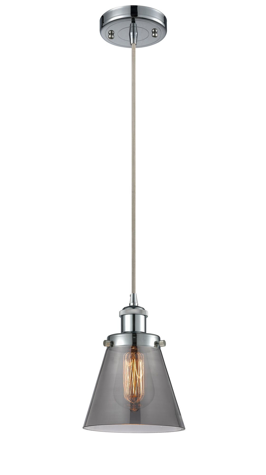 Innovations Lighting 916-1P Small Cone Small Cone 6" Wide Mini Pendant - Cord Hung Polished Chrome / Plated Smoke Indoor Lighting Pendants
