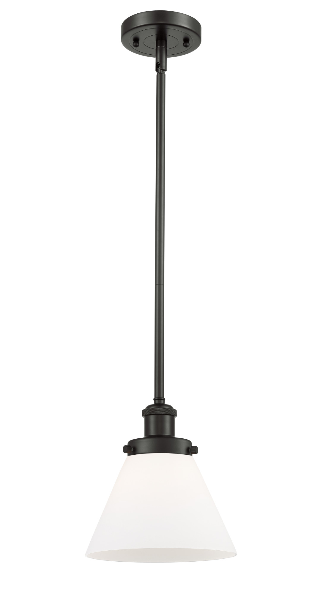Photos - Chandelier / Lamp Wide Innovations Lighting 916-1S Large Cone Large Cone 8"  Mini Pendant - Rod Hung Oil Rubbed Bronze / Matte White Indoor Lig 
