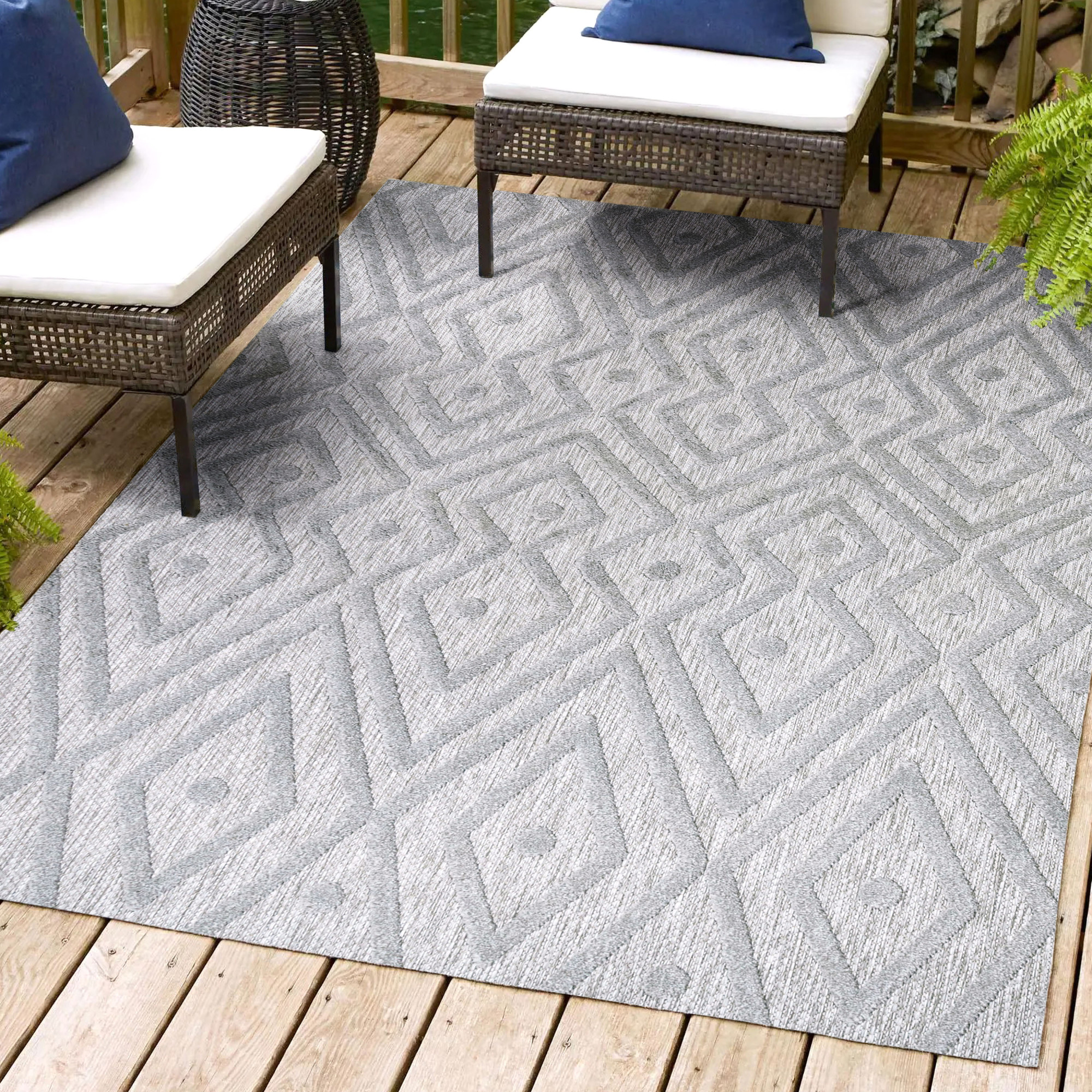 Photos - Area Rug Ibiza JONATHAN Y Lighting IBZ100-8  7-3/4' x 10' Polypropylene Geometric and Trellis Indoor/Outdoor  Light Gray Home 