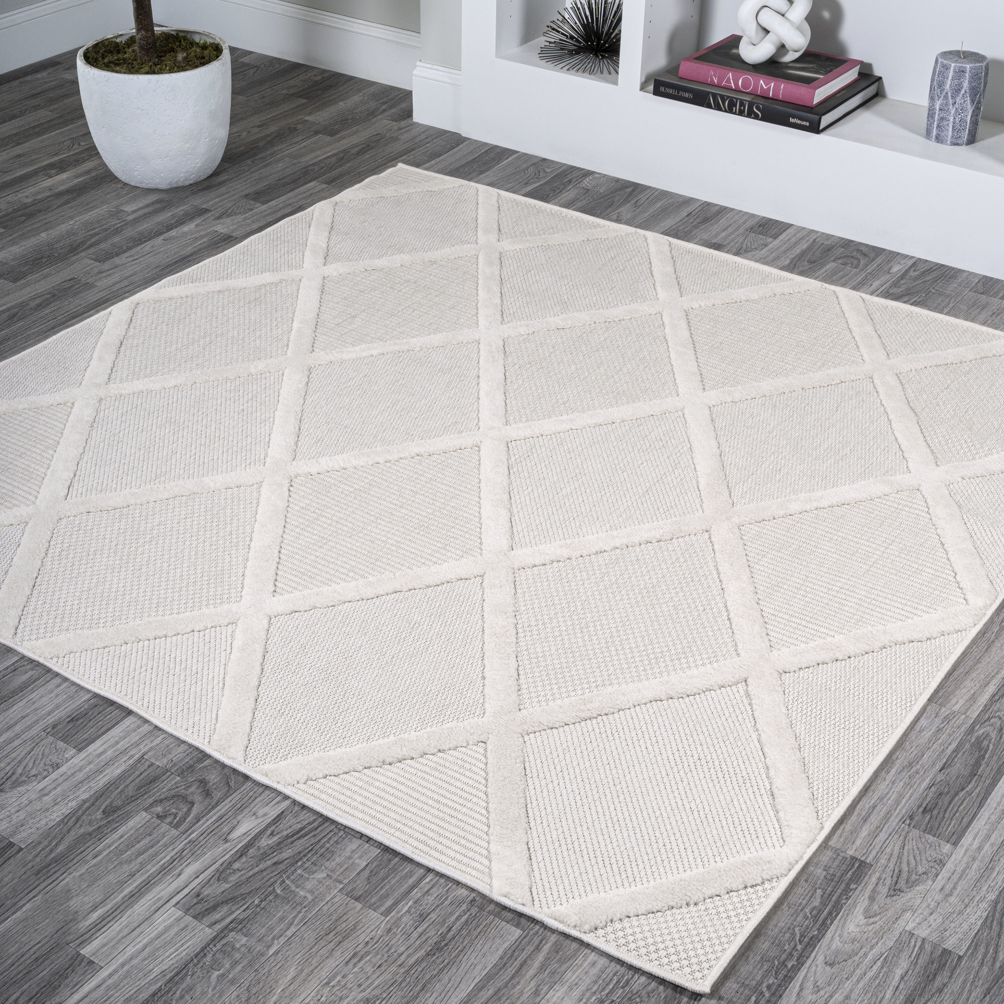 Photos - Area Rug Ibiza JONATHAN Y Lighting IBZ101D-5SQ  5-1/4' x 5-1/4' Polypropylene Geometric Indoor / Outdoor Square  Ivory Home De 