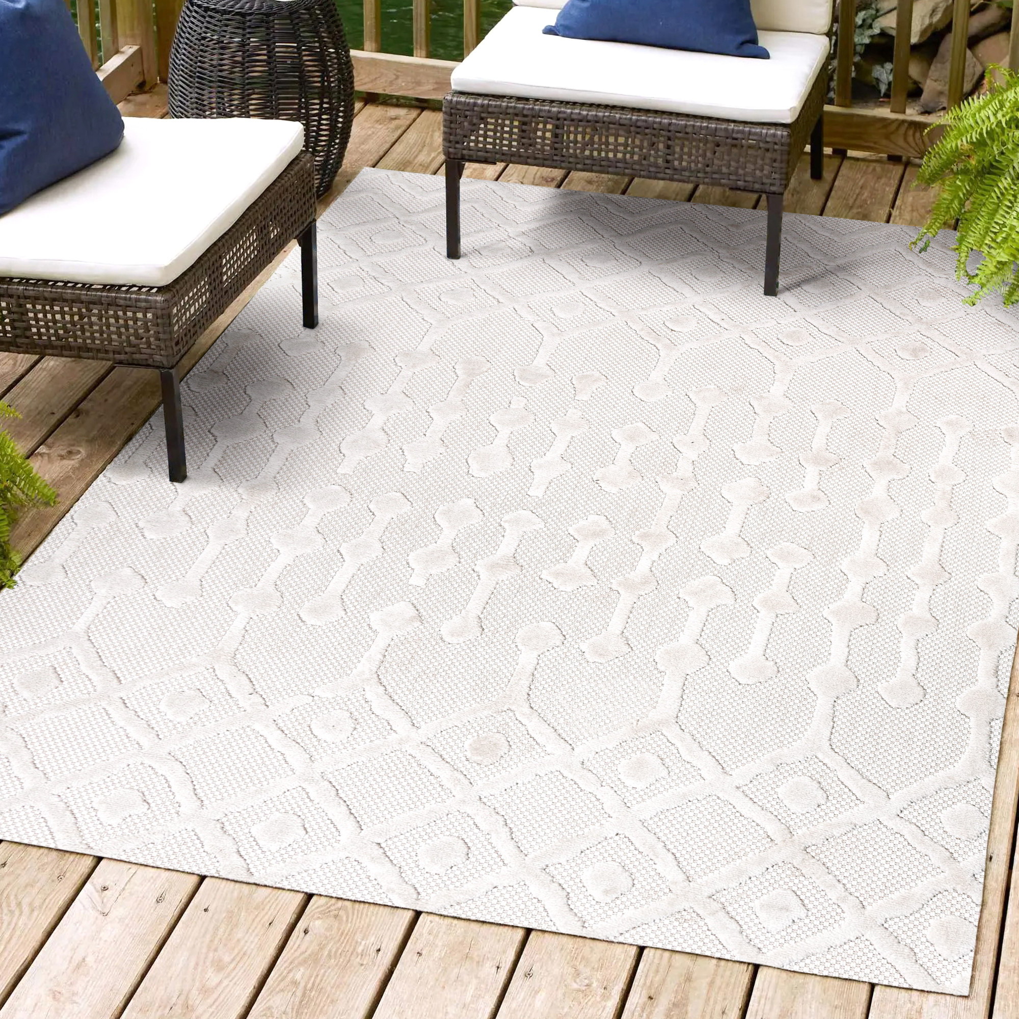 Photos - Area Rug Ibiza JONATHAN Y Lighting IBZ103-4  4' x 6' Polypropylene Geometric and Trellis Indoor/Outdoor  Ivory Home Decor Rugs 
