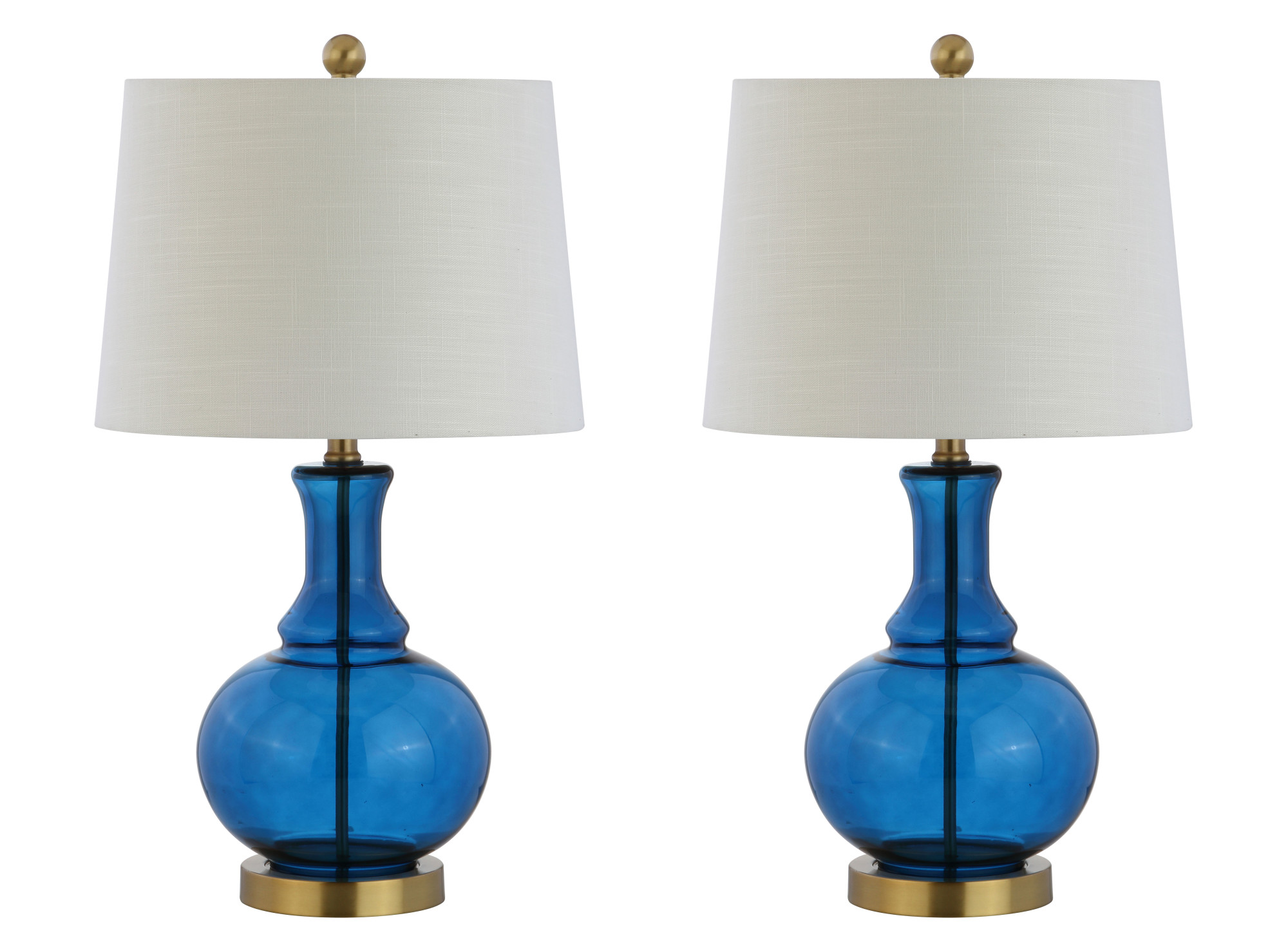 Photos - Chandelier / Lamp Lavelle JONATHAN Y Lighting JYL1068  Single Light 25" Tall LED Vase Table Lamp Set of (2) Cobalt Blue / Brass Gold Lamps Lamp 