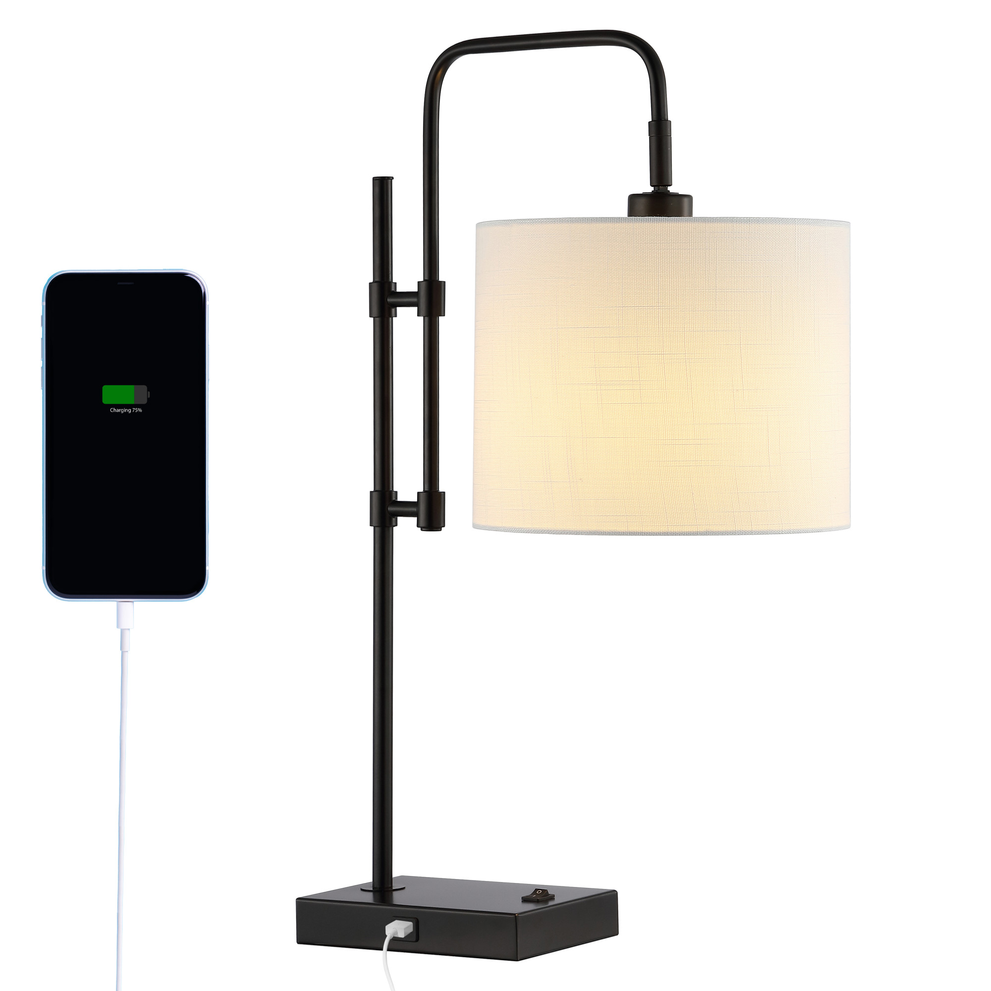 Photos - Floodlight / Street Light JONATHAN Y Lighting JYL1130 Edris 25" Tall LED Desk Lamp With USB Charging Port Black Lamps Desk Lamps JYL1130A