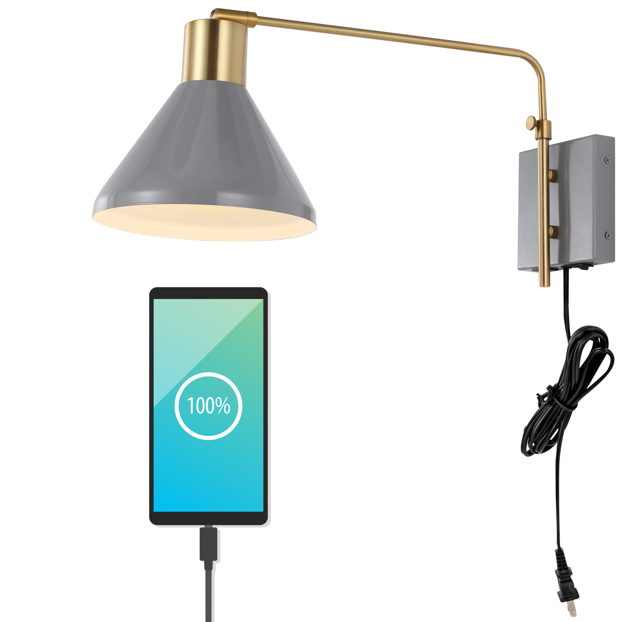 Photos - Chandelier / Lamp Max JONATHAN Y Lighting JYL1303  10" Tall LED Plug-In Wall Sconce Gray Indoor Lighting Wall Sconces JYL1303C 