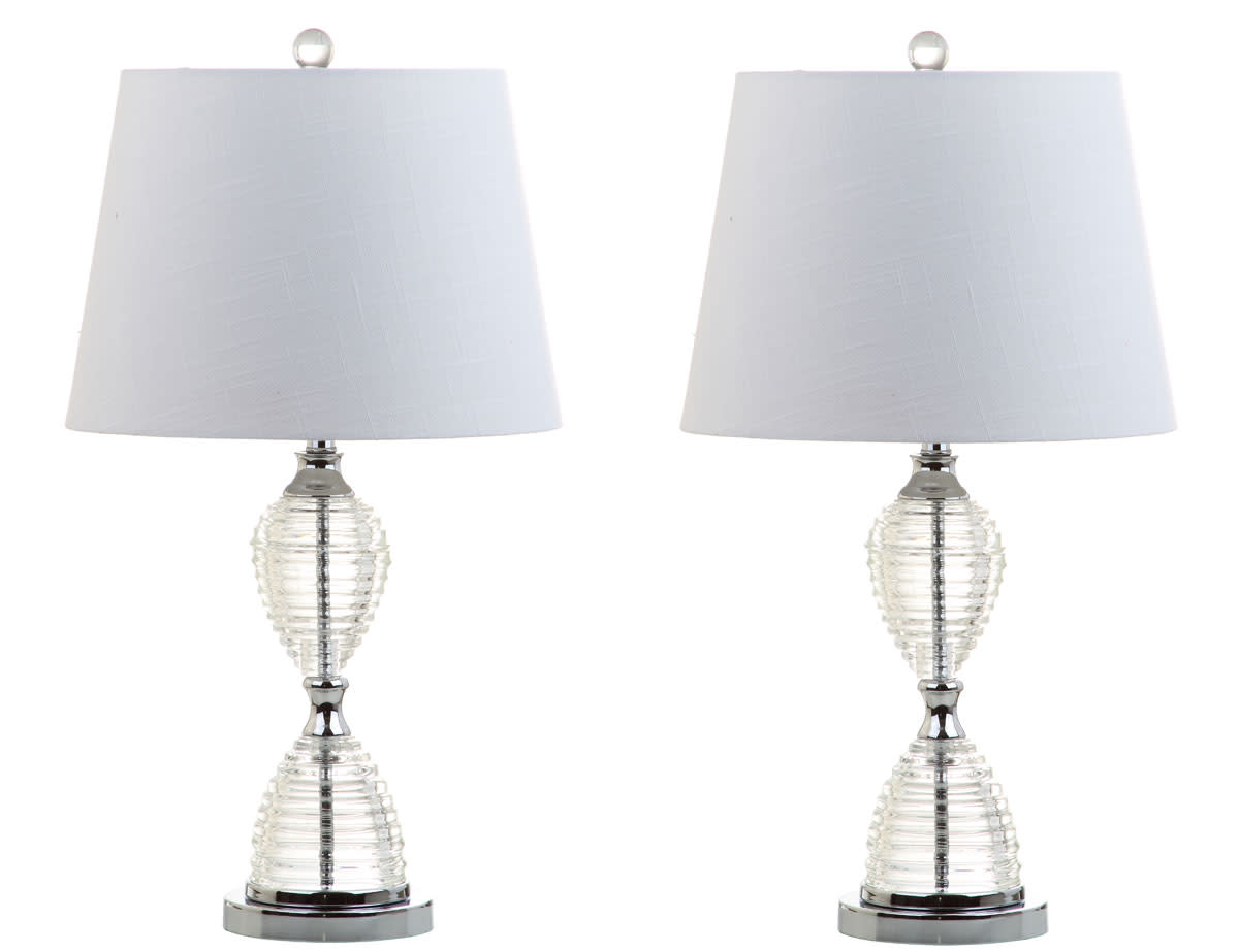 Photos - Chandelier / Lamp Buffet JONATHAN Y Lighting JYL2045A-SET2 Aubrey Single Light 23-3/4" Tall LED  Table Lamp with Hardback Cotton Shade - Set of 