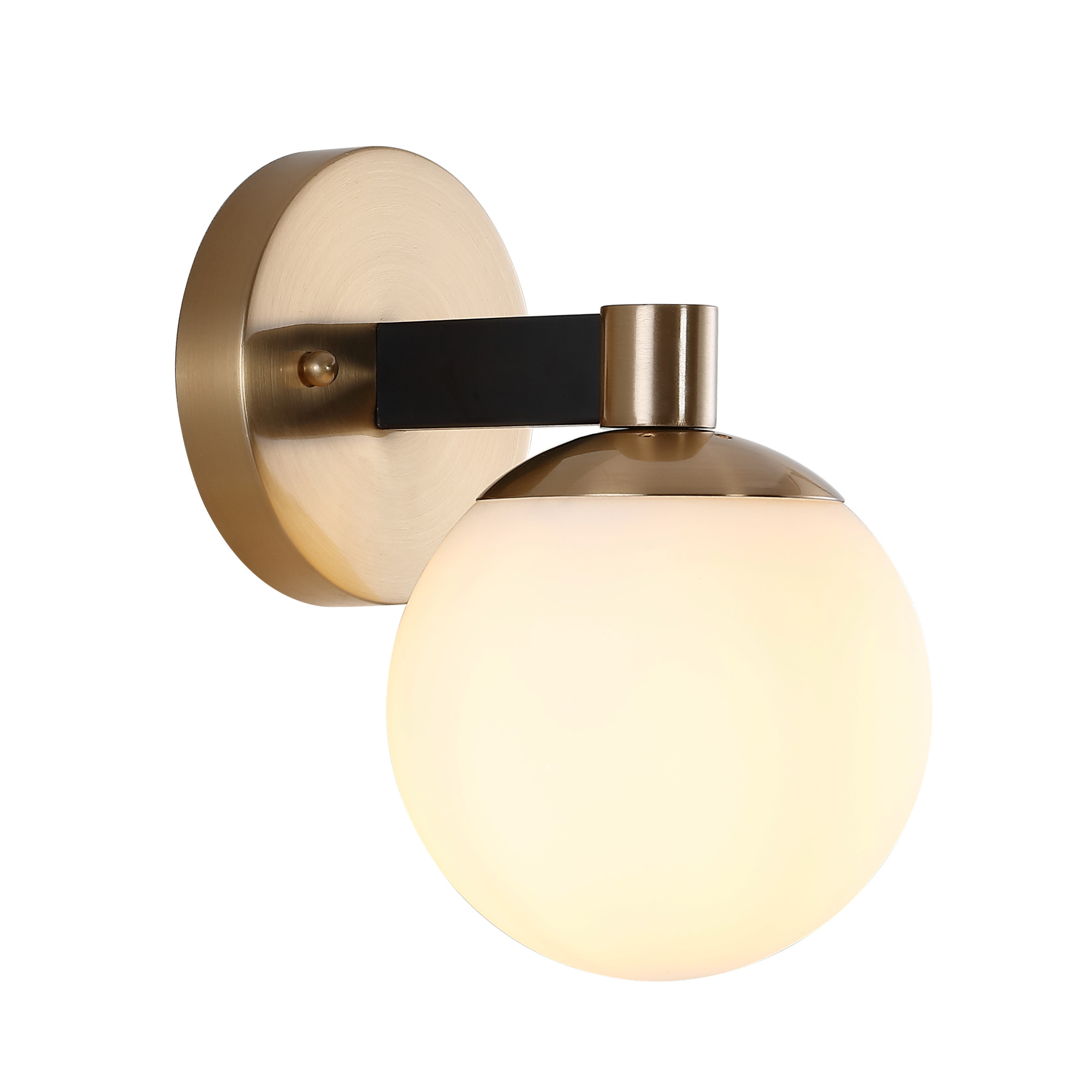 Photos - Chandelier / Lamp JONATHAN Y Lighting JYL3540 Modernist 9" Tall LED Bathroom Sconce Brass Gold / Black Indoor Lighting Bathroom Fixtures Bathr