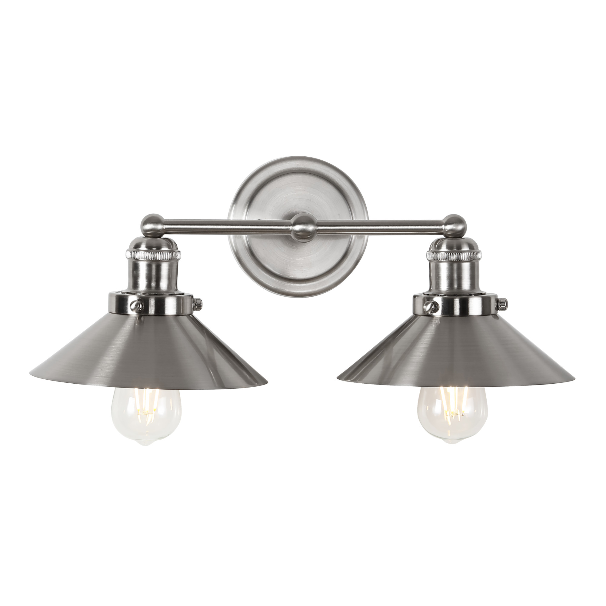 Photos - Chandelier / Lamp Wide JONATHAN Y Lighting JYL7427 July 2 Light 18"  LED Vanity Light Nickel Indoor Lighting Bathroom Fixtures Vanity Light JYL 