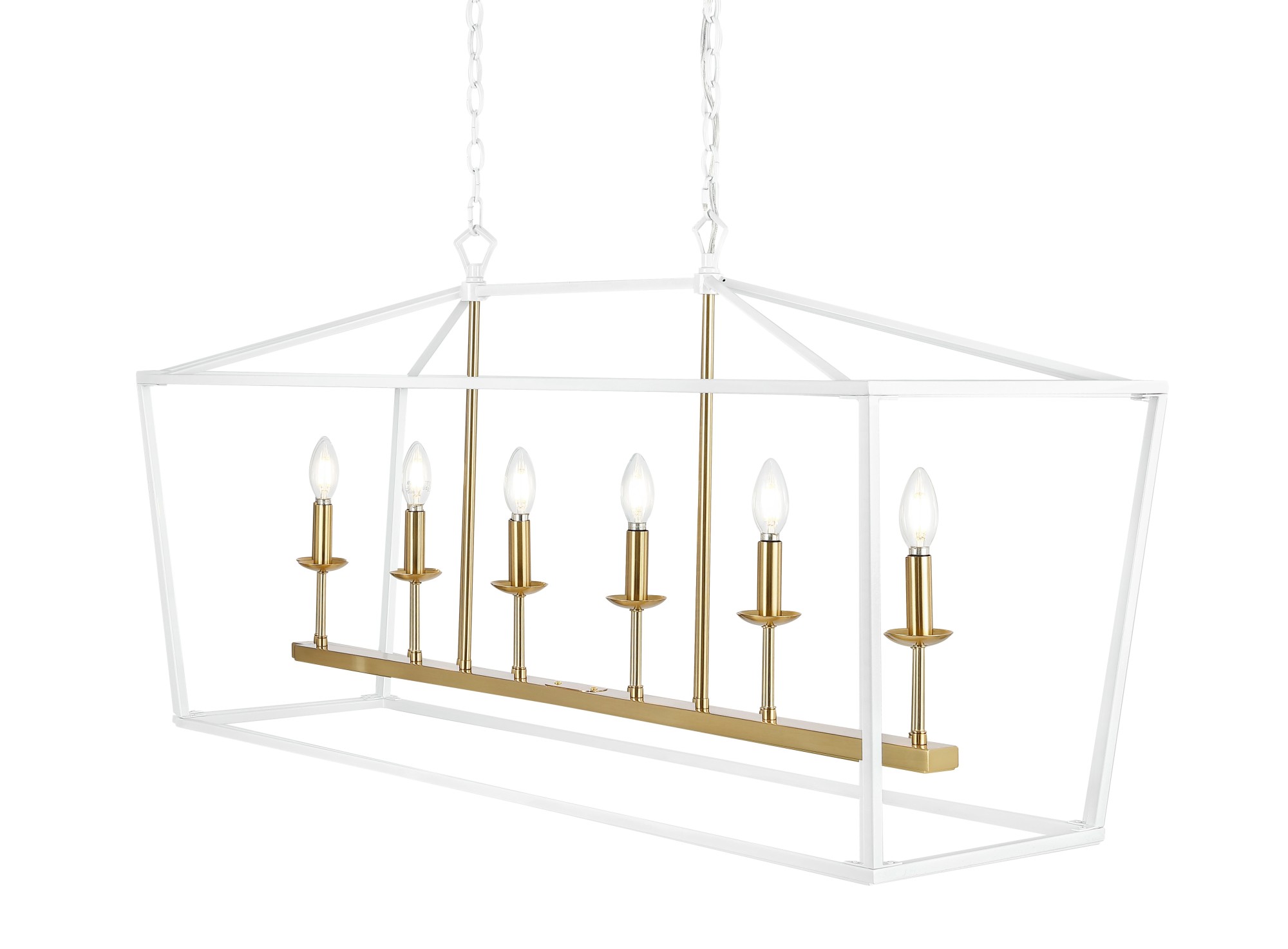 Photos - Chandelier / Lamp JONATHAN Y Lighting JYL7439 Pagoda 6 Light 49" Wide LED Taper Candle Chandelier White Indoor Lighting Pendants JYL7439E