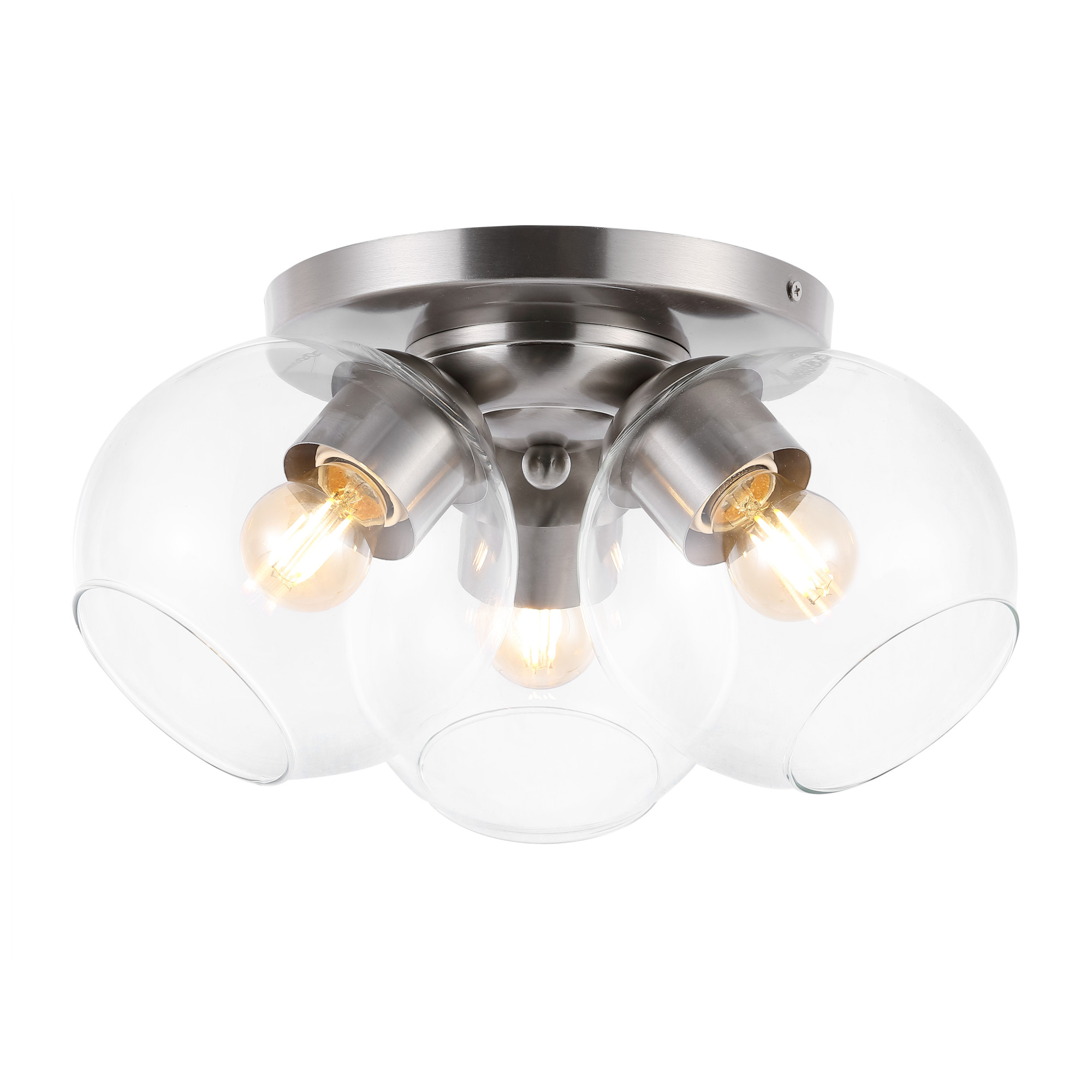 Photos - Chandelier / Lamp IRIS JONATHAN Y Lighting JYL7568  3 Light 12" Wide LED Flush Mount Ceiling Fixture Nickel Indoor Lighting Ceiling Fixtures Fl 