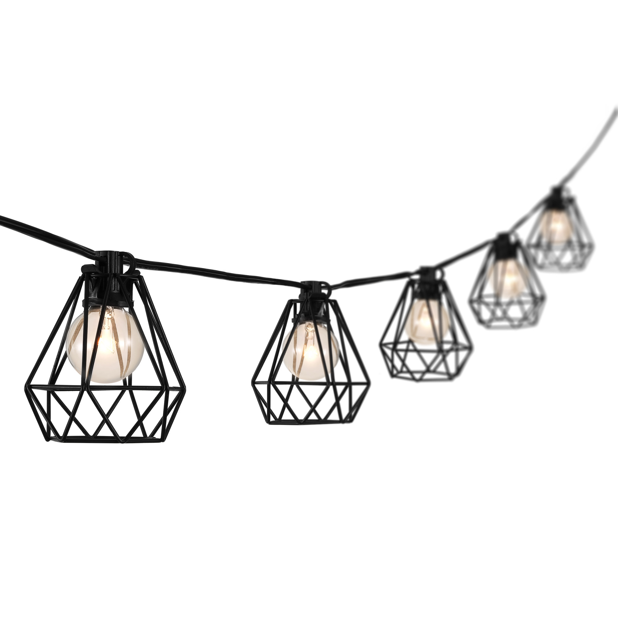 JONATHAN Y Lighting JYL8705A String Light 10' 10 Light Clear Incandescent String Lights Black Party Lights String Lights