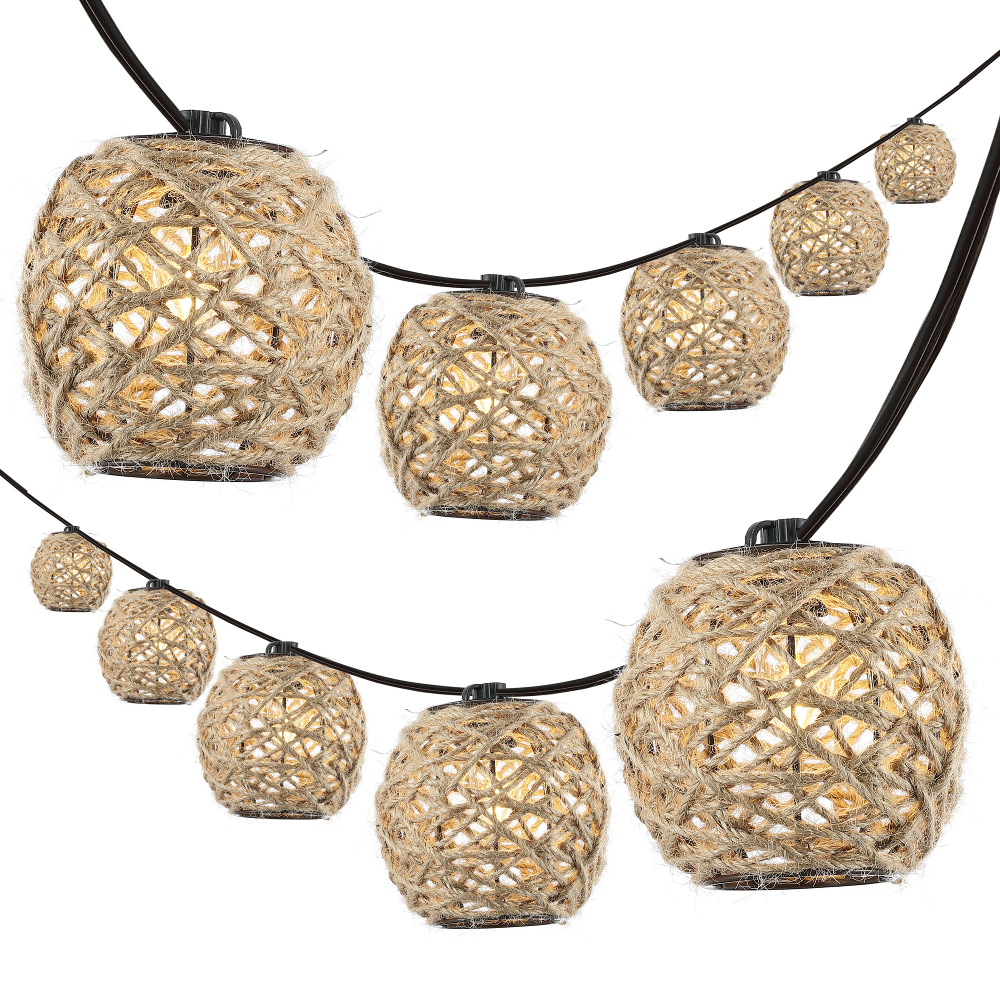 Photos - LED Strip JONATHAN Y Lighting JYL8710 Oahu 10' 10 Light Clear LED String Lights Light Brown Party Lights String Lights JYL8710A