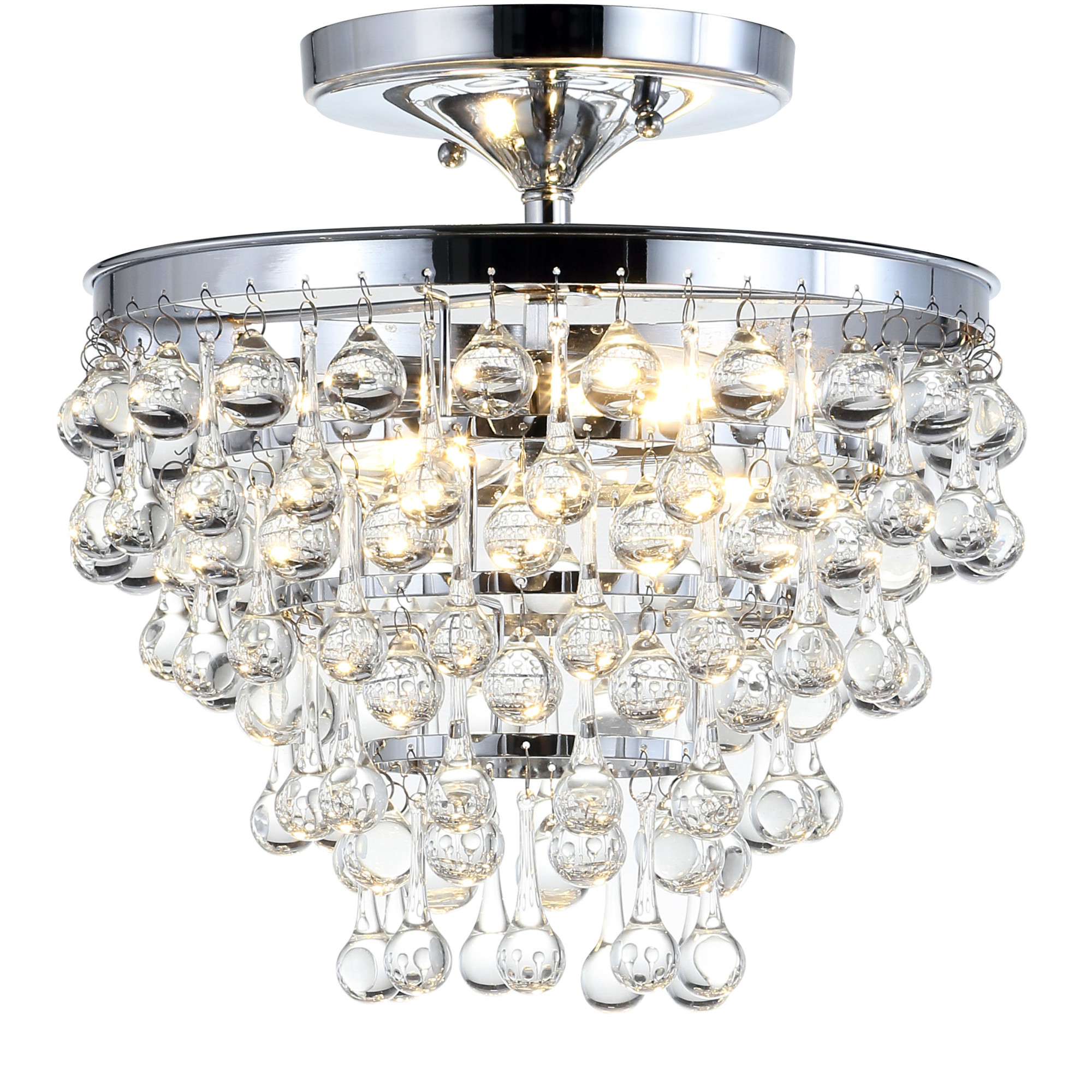 Photos - Chandelier / Lamp Wide JONATHAN Y Lighting JYL9029 Toronto 2 Light 13"  LED Semi-Flush Waterfall Ceiling Fixture Chrome Indoor Lighting Ceiling 