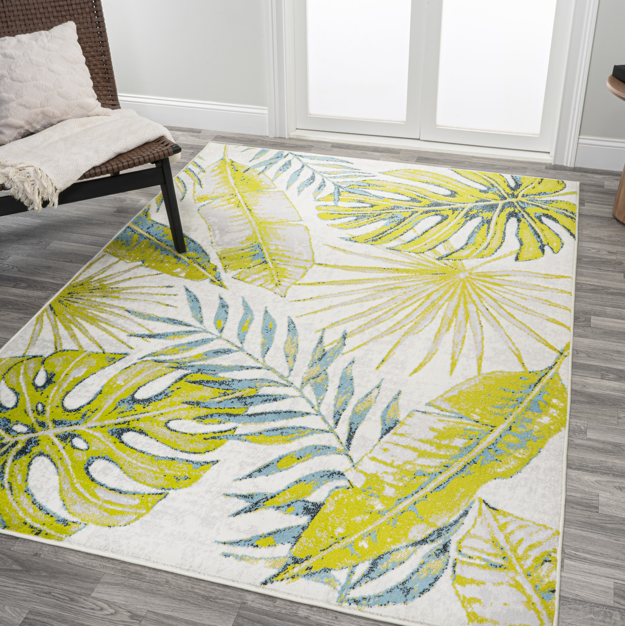 Photos - Area Rug Luxor JONATHAN Y Lighting LUX100-3  3' x 5' Polypropylene Botanical Indoor Rectangular  Ivory / Green Home Decor Rugs 