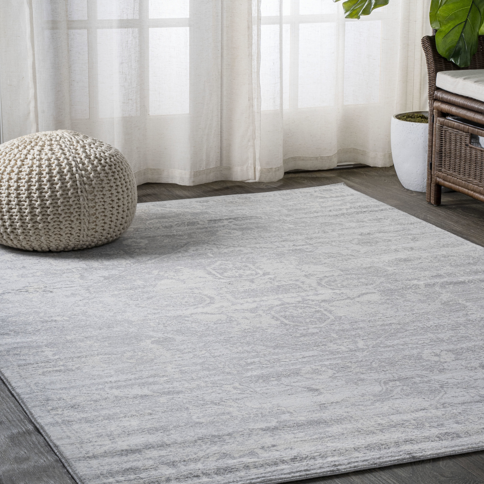 Photos - Area Rug Modern JONATHAN Y Lighting MDP104-4  Persian 4' x 6' Polypropylene Botanical Traditional and Vintage Indoor  Gray Hom 